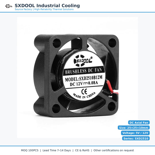 25x25x10mm 25mm 2510 DC Cooling Fan Series | 5V 12V | Dual Ball Bearing