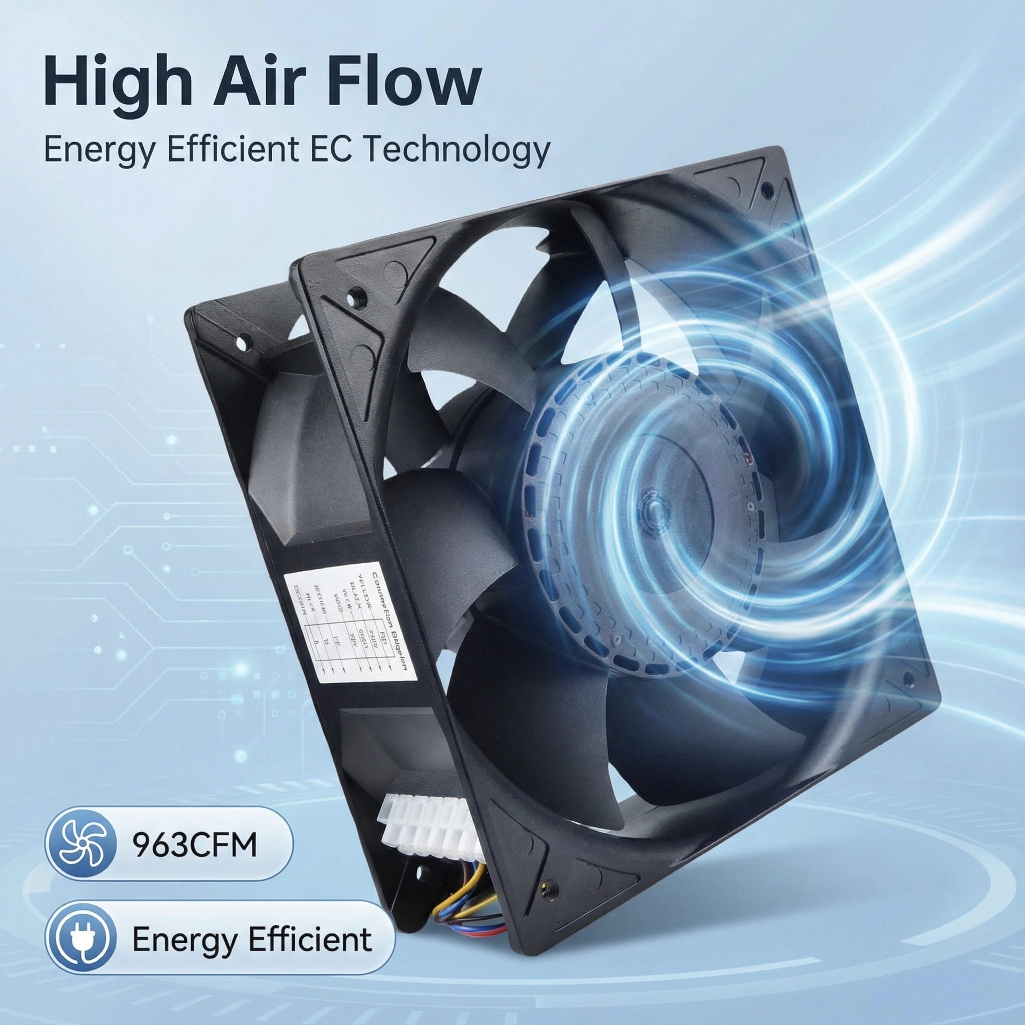 SXDE20572HB 205mm EC Cooling Fan - 205x205x72mm, 115V/230V, 963 CFM, 3600 RPM with PWM Control for Industrial Cabinets, Charging Piles & Server Racks | High-Efficiency Source Factory