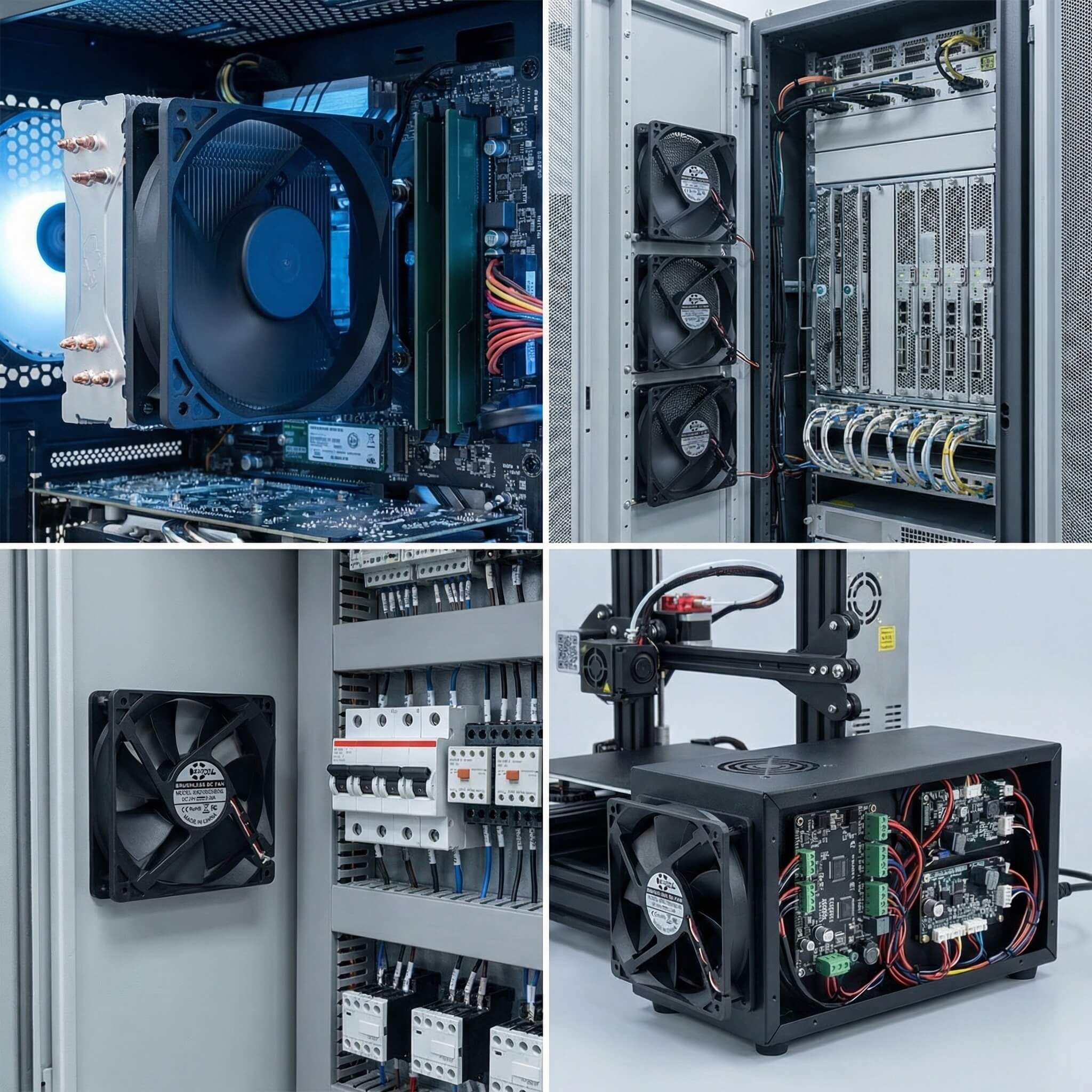 SXDOOL 120mm 24V DC Fan, 12025 0.20A 2200RPM 79CFM, Dual Ball Bearing with Copper Tube & RD Alarm Signal, Industrial Grade Brushless Cooling Fan