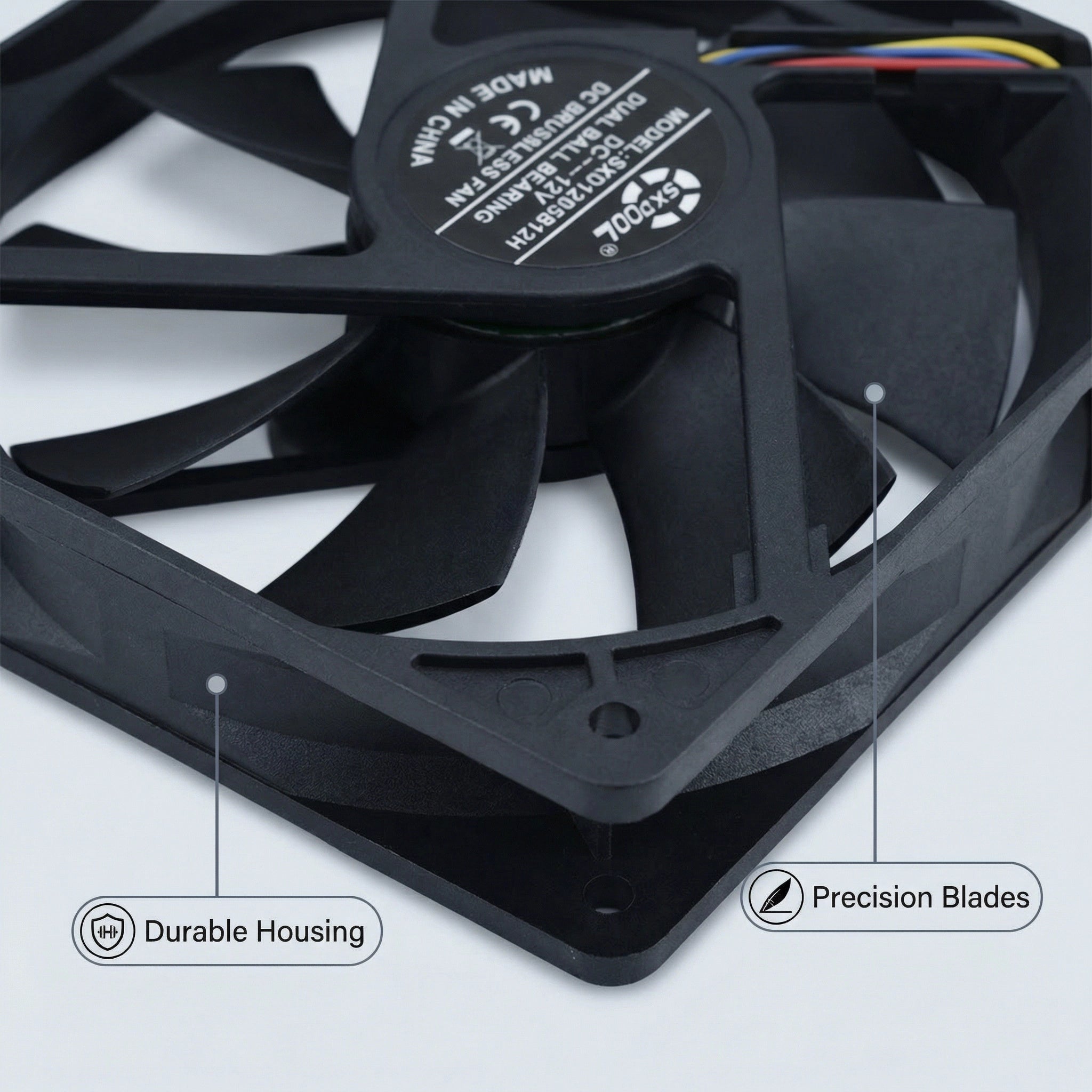 SXDOOL 120mm High Speed DC Fan, 12025 12V 0.80A 4400RPM 143.1CFM, Dual Ball Bearing 4-Pin PWM Cooling Fan for CPU Server