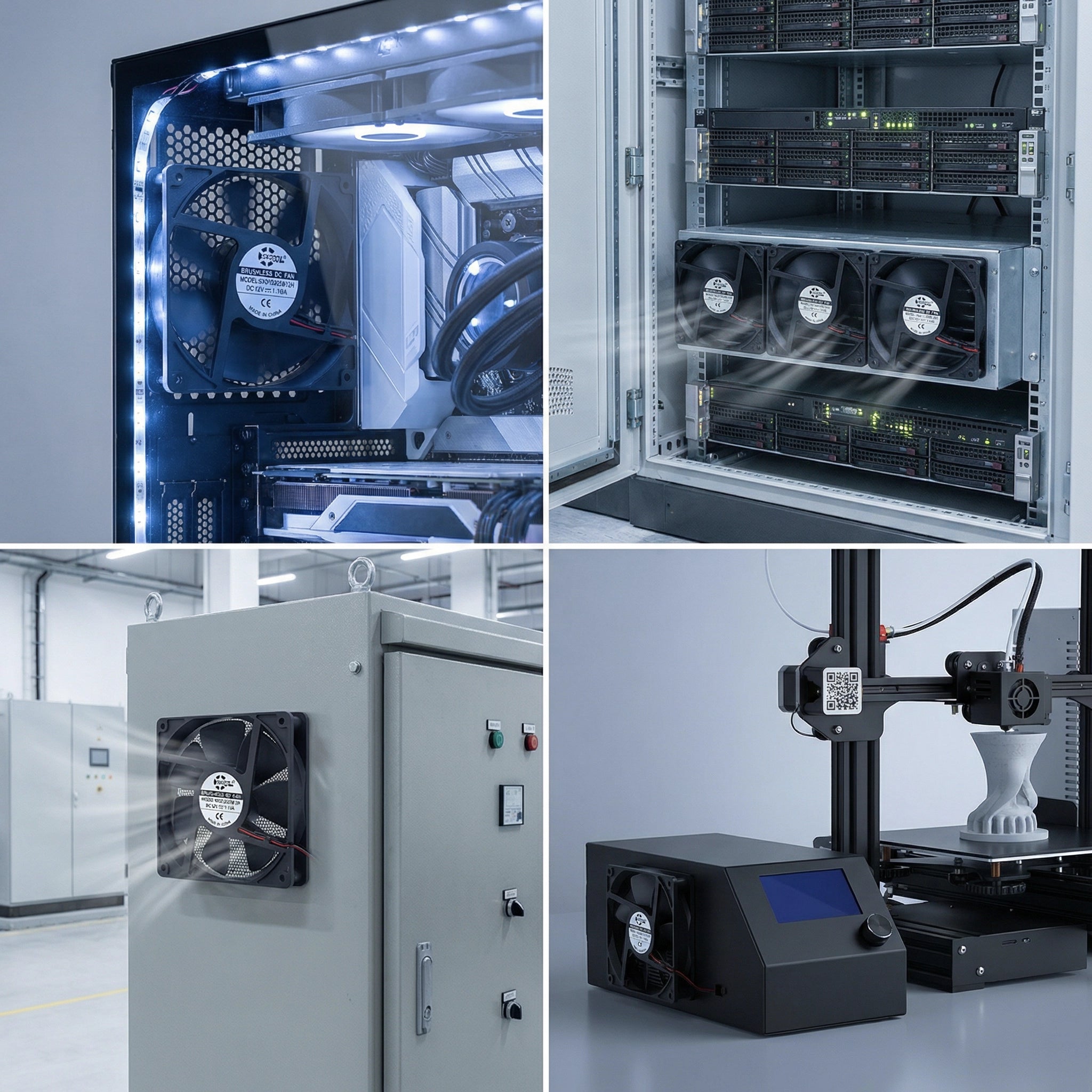 SXDOOL 120mm High Speed DC Fan, 12025 12V 0.56A 4400RPM 135.5CFM, 120X120X25mm Dual Ball Bearing Industrial Cooling Fan