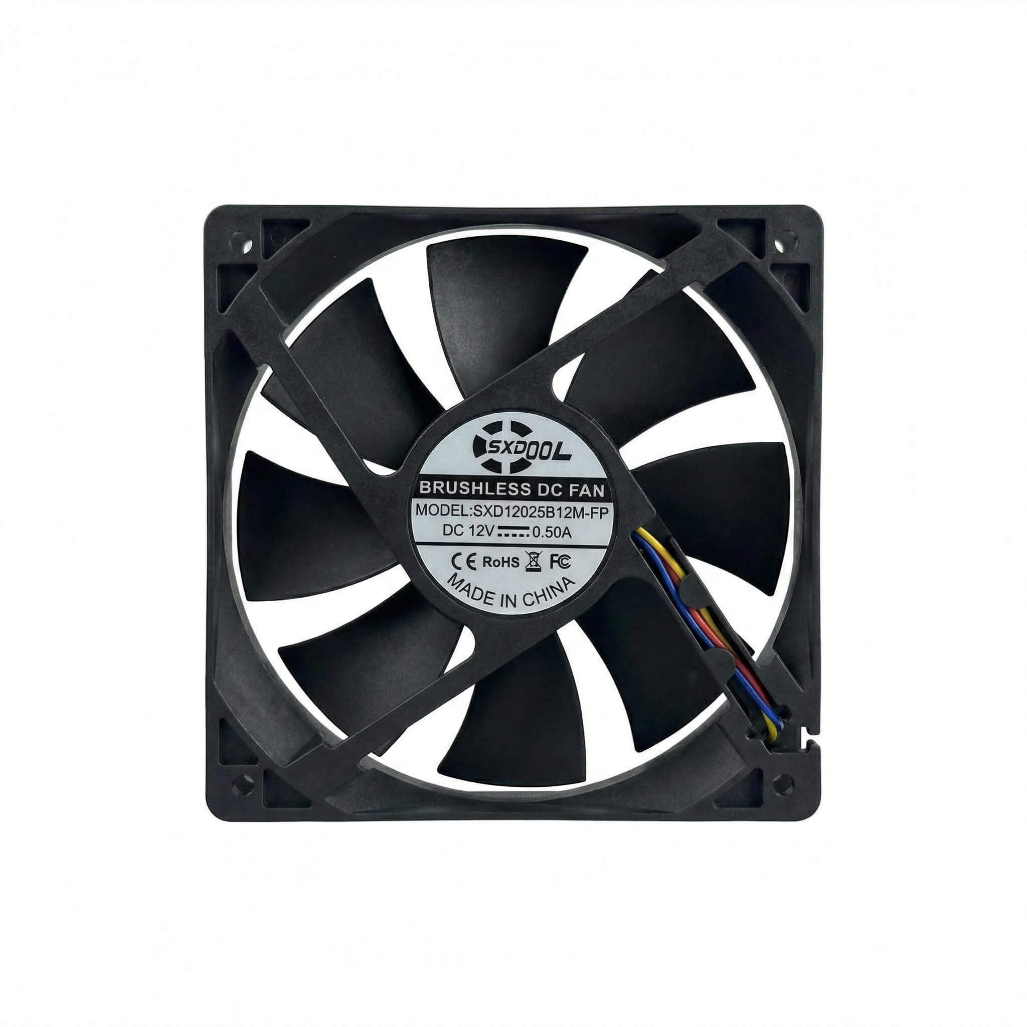 SXDOOL 120mm 12V DC Fan, 12025 0.50A 3500RPM 80.5CFM High Airflow, Dual Ball Bearing 4-Pin PWM Intelligent Speed Control PC & Server Cooling Fan