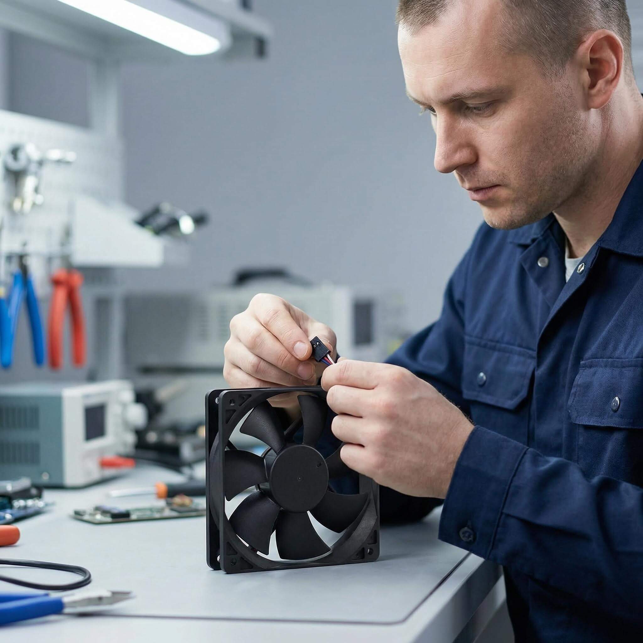 SXDOOL 120mm 24V DC Fan, 12025 0.40A 3800RPM 135.5CFM High Airflow, Dual Ball Bearing PWM Intelligent Speed Control & FG Signal Industrial Fan