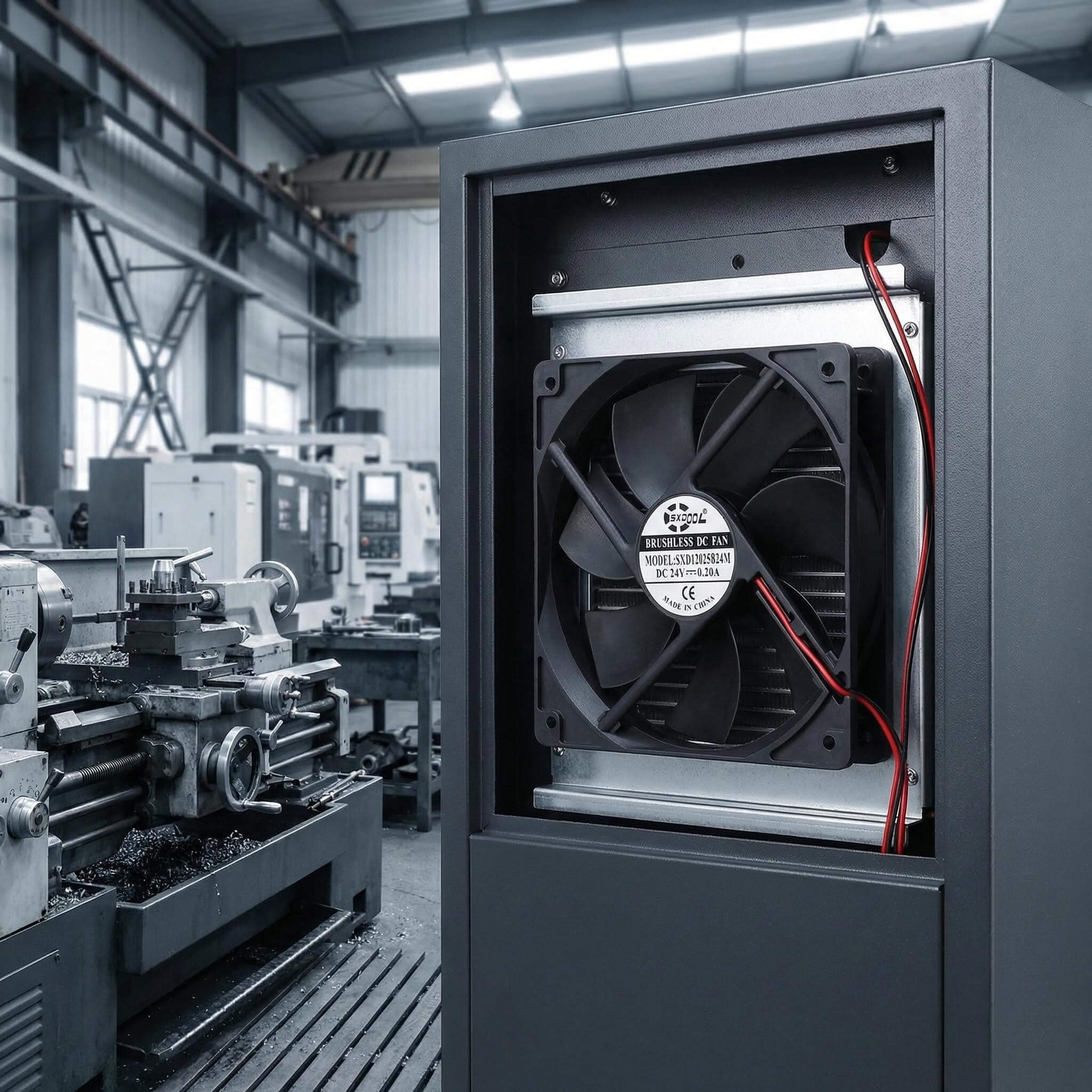 SXDOOL 120mm 24V DC Fan, 120x120x25mm 0.20A 2200RPM 79CFM, Dual Ball Bearing DC Brushless Cooling Fan for Industrial Equipment & PC Chassis