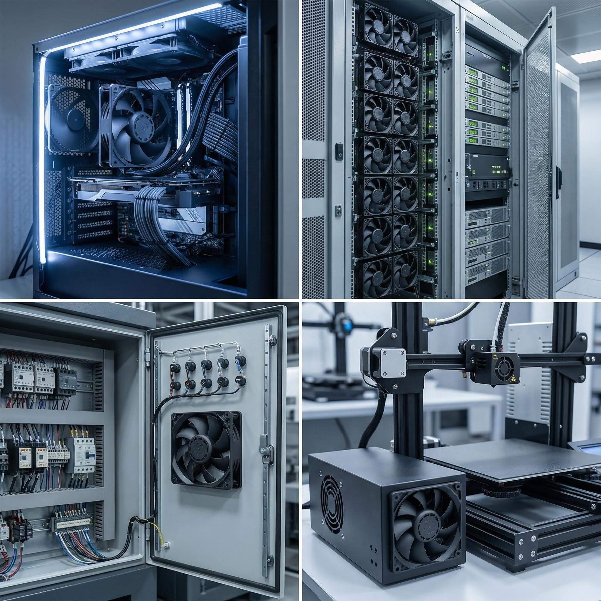 SXDOOL 120mm 24V DC Fan, 12038 0.80A 4000RPM 188CFM High Static Pressure, Dual Ball Bearing PWM Intelligent Speed Control Industrial Cooling Fan