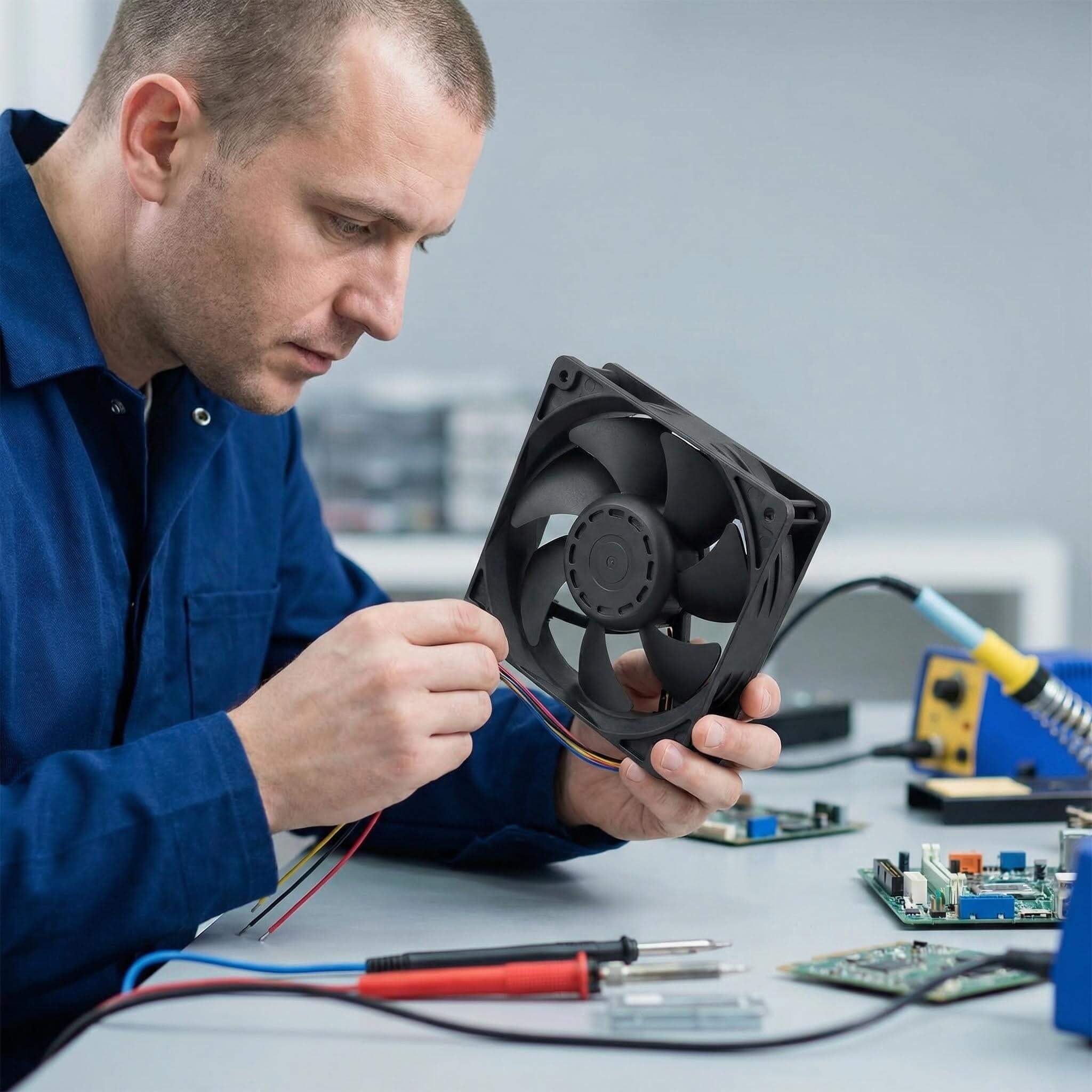 SXDOOL 120mm 24V DC Fan, 12038 0.80A 4000RPM 188CFM High Static Pressure, Dual Ball Bearing PWM Intelligent Speed Control Industrial Cooling Fan