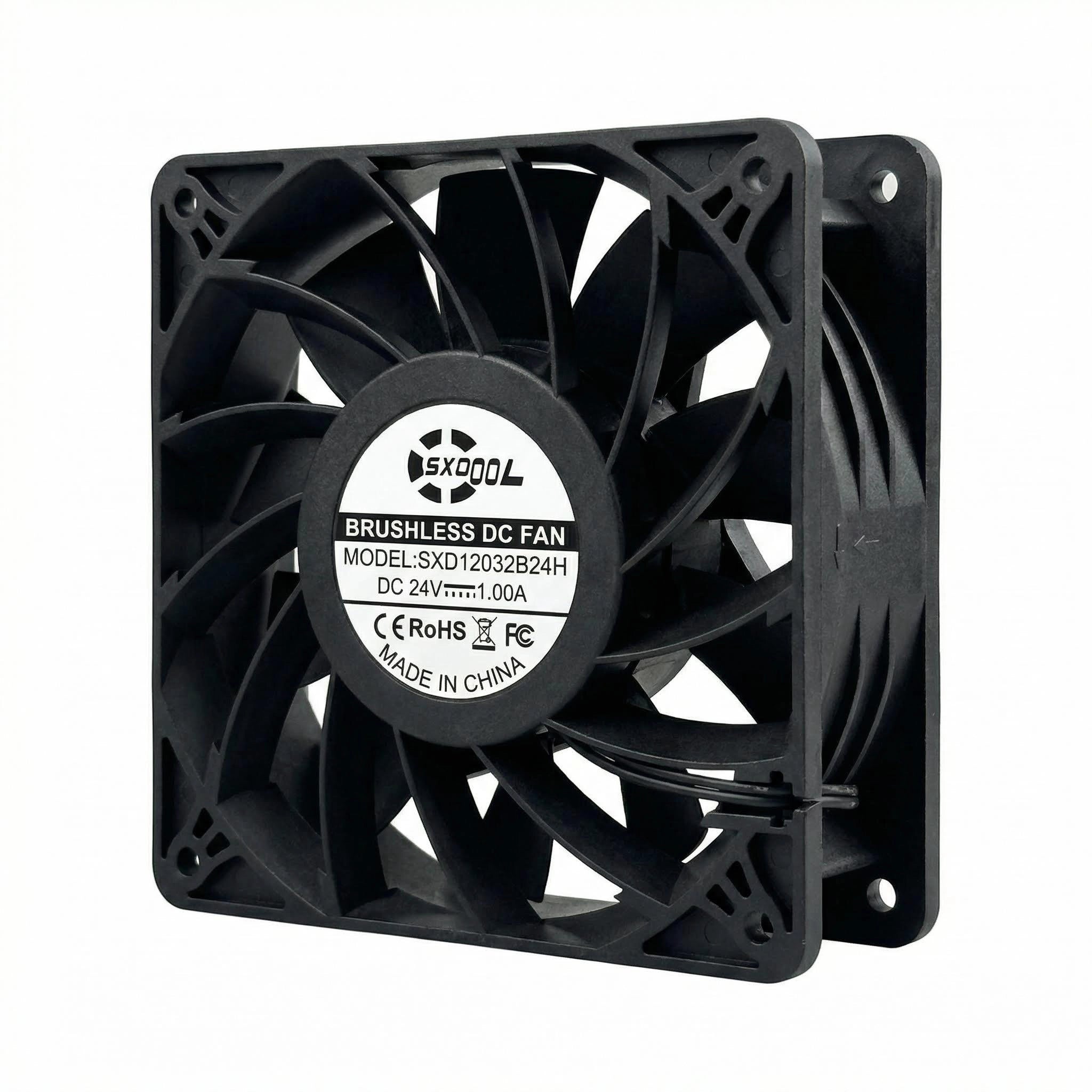 SXDOOL 120mm 24V DC Fan, 12038 1.00A 4500RPM 200CFM High Airflow, Dual Ball Bearing Industrial Grade Cooling Fan for Power Supply & Cabinets