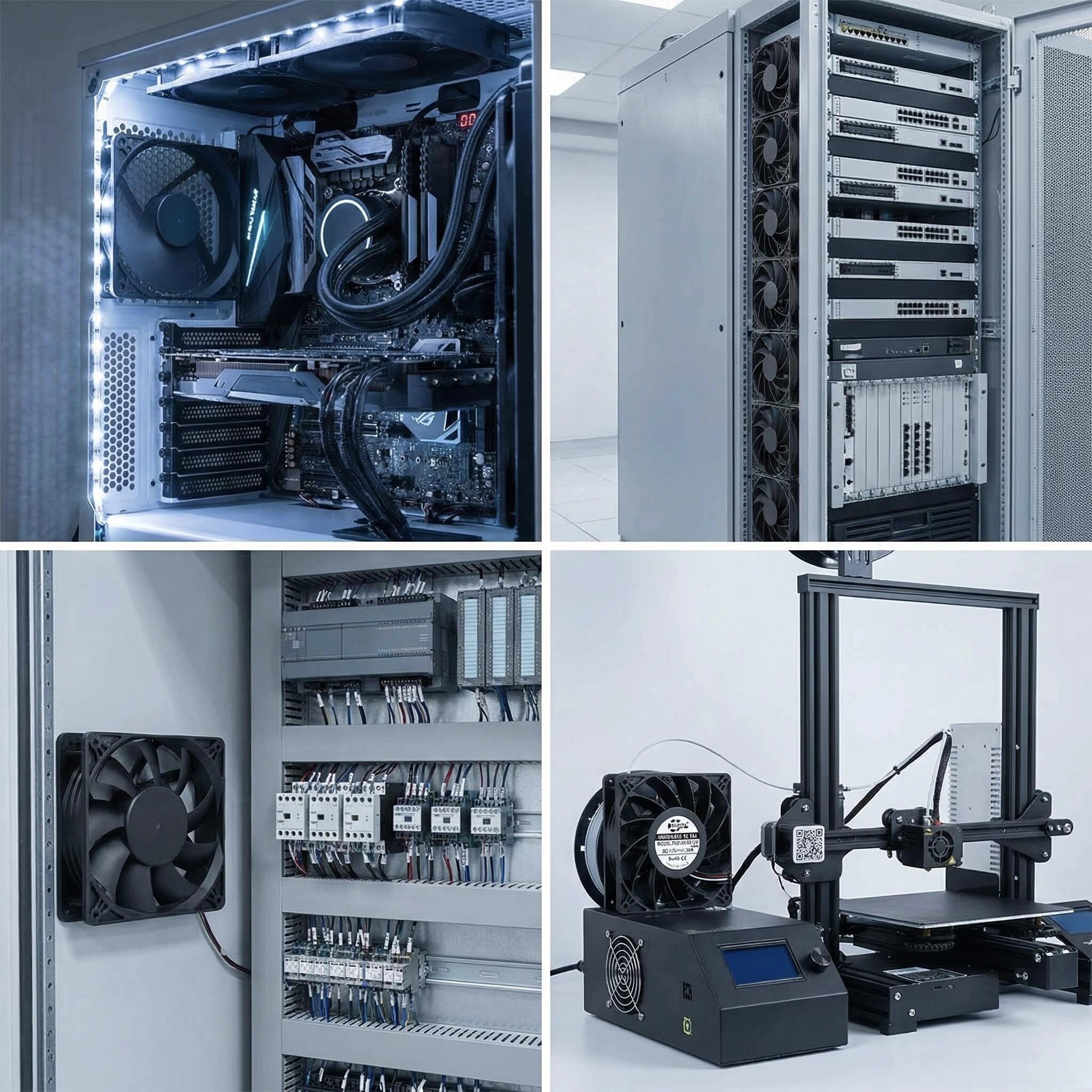 SXDOOL 120mm Extreme High Speed Fan, 12038 12V 3.3A 4500RPM 215CFM, Dual Ball Bearing 4-Pin PWM High Static Pressure Industrial Cooling Fan