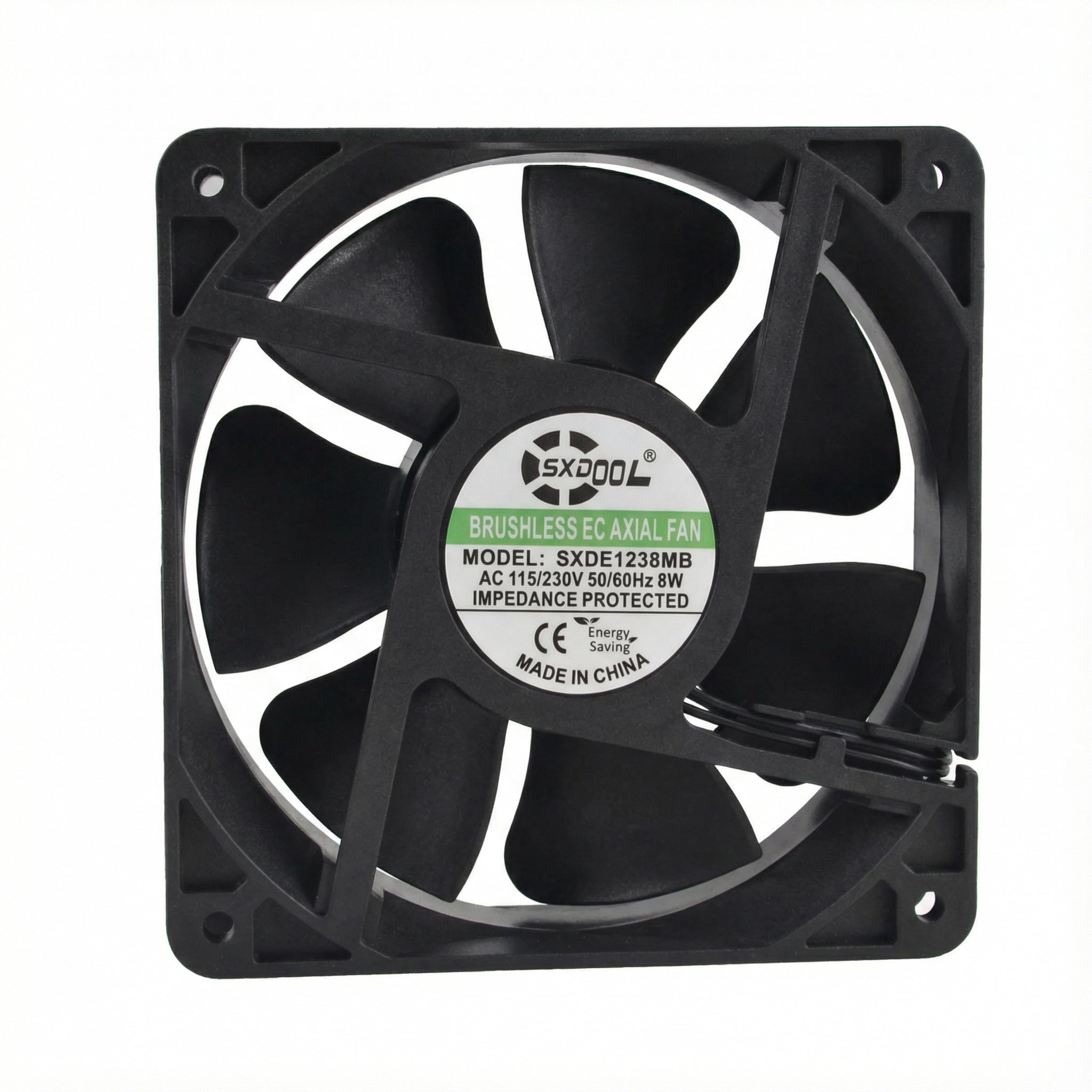 SXDOOL 120mm EC Cooling Fan - 120x120x38mm Dual Ball Bearing, AC 90-270V, 3000 RPM, 126 CFM High Airflow for Server Cabinet, Industrial Chassis & Powerful Ventilation | Source Factory