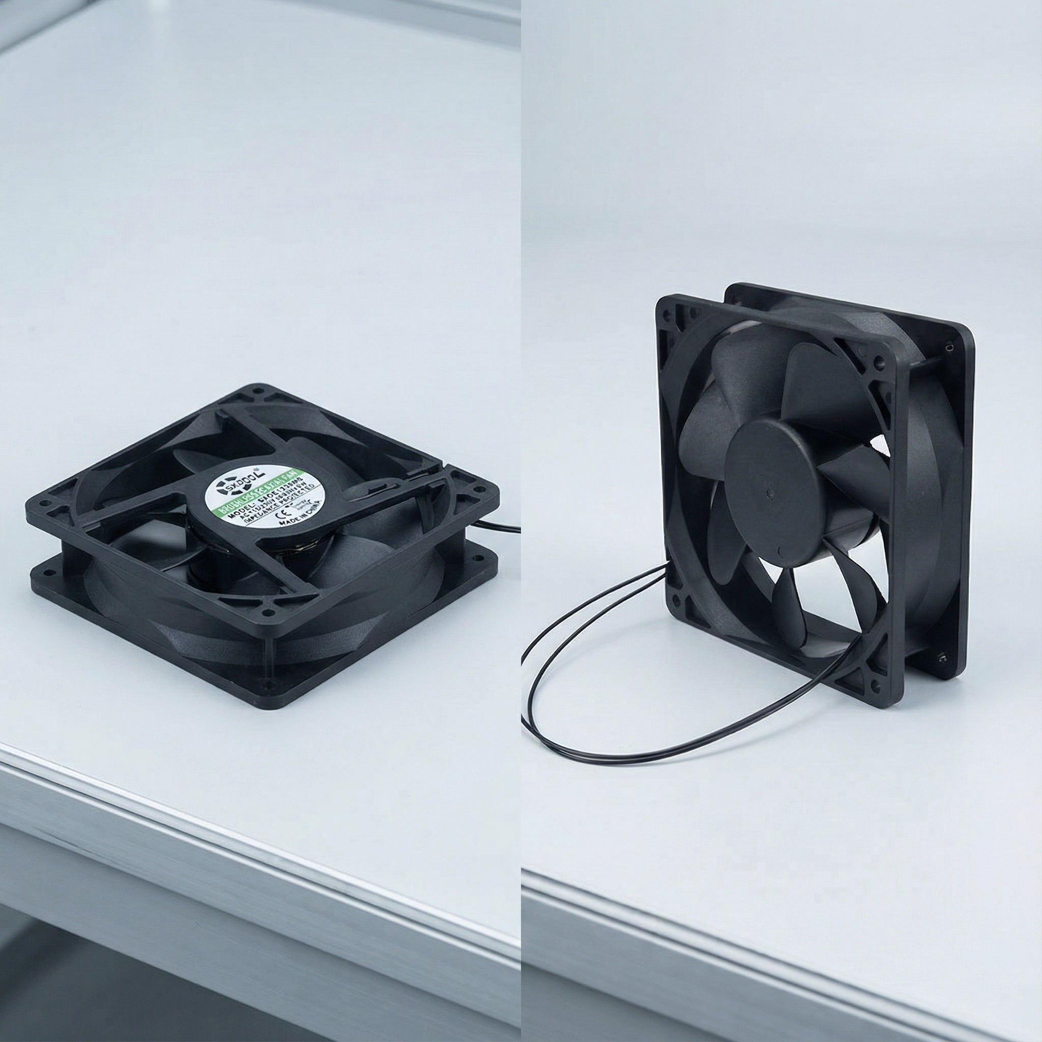 SXDOOL 120mm EC Cooling Fan - 120x120x38mm Dual Ball Bearing, AC 90-270V, 3000 RPM, 126 CFM High Airflow for Server Cabinet, Industrial Chassis & Powerful Ventilation | Source Factory