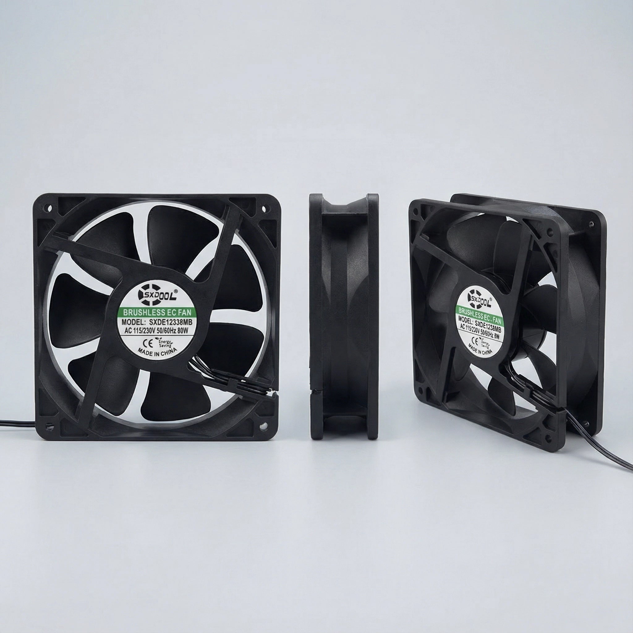 SXDOOL 120mm EC Cooling Fan - 120x120x38mm Dual Ball Bearing, AC 90-270V, 3000 RPM, 126 CFM High Airflow for Server Cabinet, Industrial Chassis & Powerful Ventilation | Source Factory