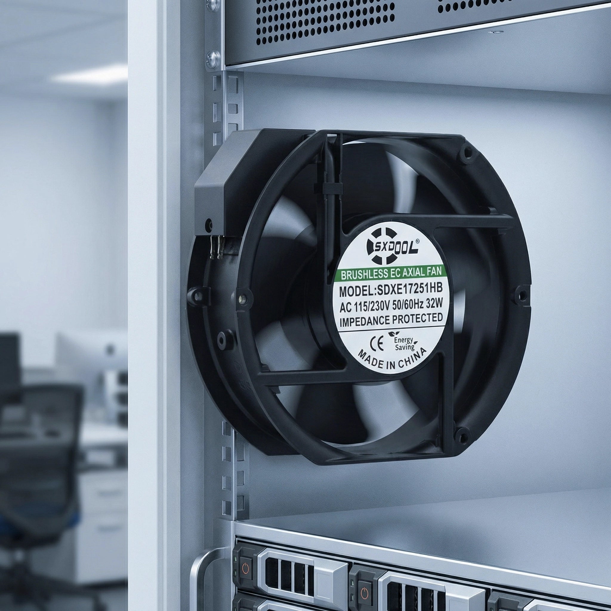 SXD17251HB 172mm EC Cooling Fan - 172x150x51mm Dual Ball Bearing, AC 115V/230V, 3500 RPM, 250+ CFM for Server Cabinet, Industrial Chassis & Power Equipment | Source Factory