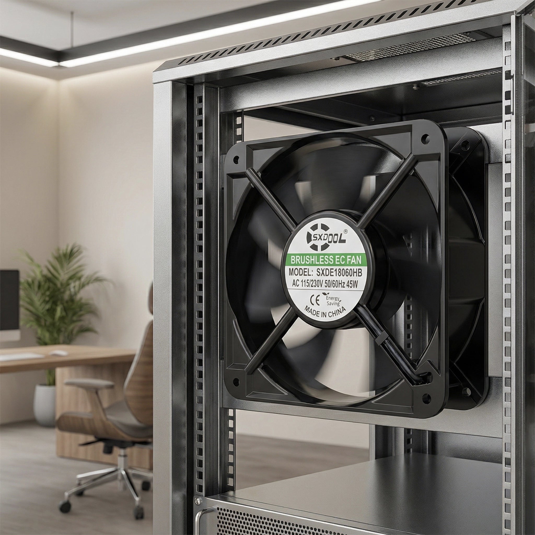 SXDOOL 180mm EC Cooling Fan - 180x180x60mm Dual Ball Bearing, AC 115V/230V, 3200 RPM, 415 CFM for Server Racks, Industrial Cabinets & Power Equipment | Source Factory