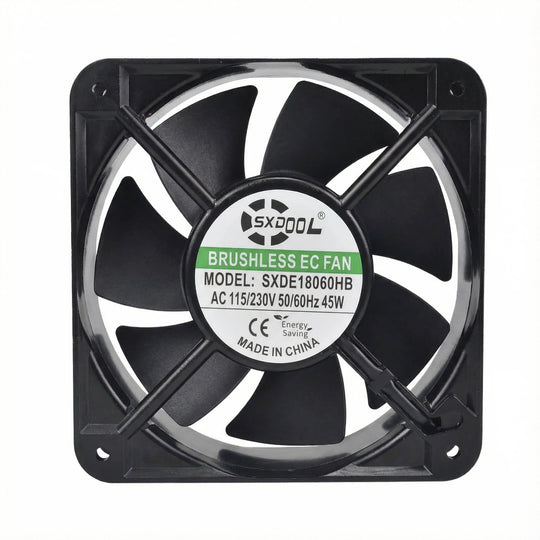 Ventilador de refrigeración EC SXDOOL de 180 mm - Rodamiento de bolas doble de 180 x 180 x 60 mm, CA 115 V/230 V, 3200 RPM, 415 CFM para racks de servidores, armarios industriales y equipos eléctricos | Source Factory