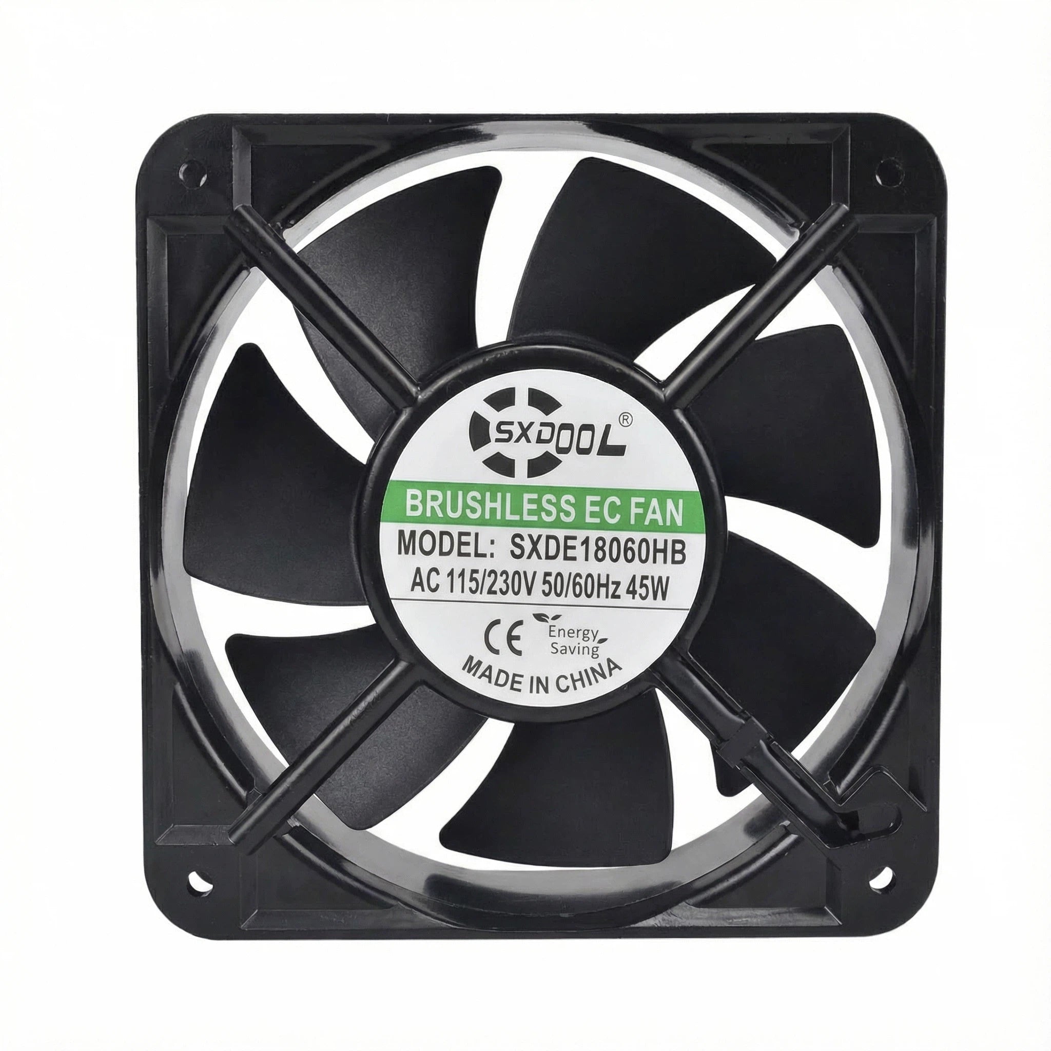 SXDOOL 180mm EC Cooling Fan - 180x180x60mm Dual Ball Bearing, AC 115V/230V, 3200 RPM, 415 CFM for Server Racks, Industrial Cabinets & Power Equipment | Source Factory