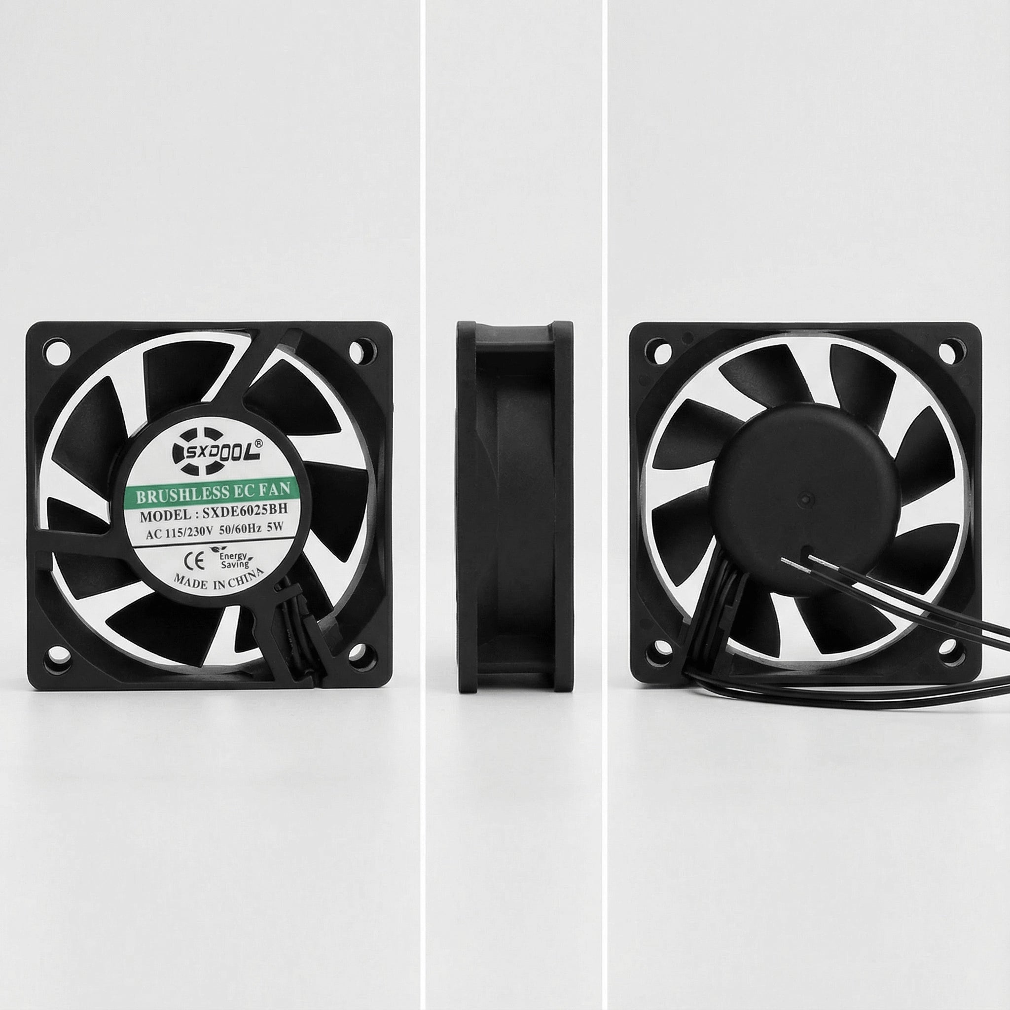 SXDE6025BH EC Brushless Axial Cooling Fan 60x25mm 115V 230V 5W 4300RPM 25CFM for Chassis, Cabinet, and Projector Cooling