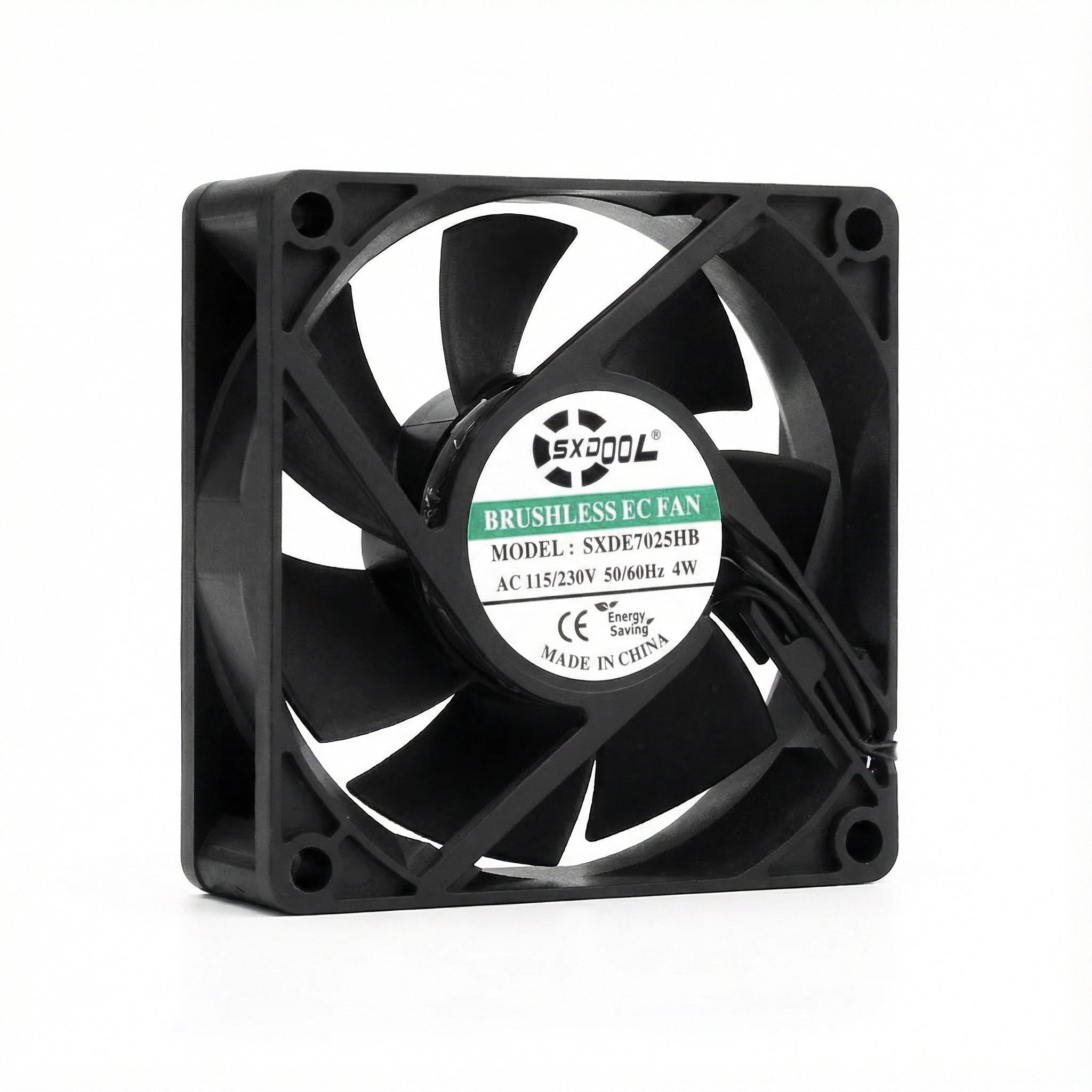 SXDOOL 70mm EC Motor Cooling Fan - High-Performance 3300RPM, 115V/230V Dual Voltage, 27.6CFM for Cabinet Exhaust & Chassis Cooling - 50,000-Hour Dual Ball Bearing, Industrial Grade