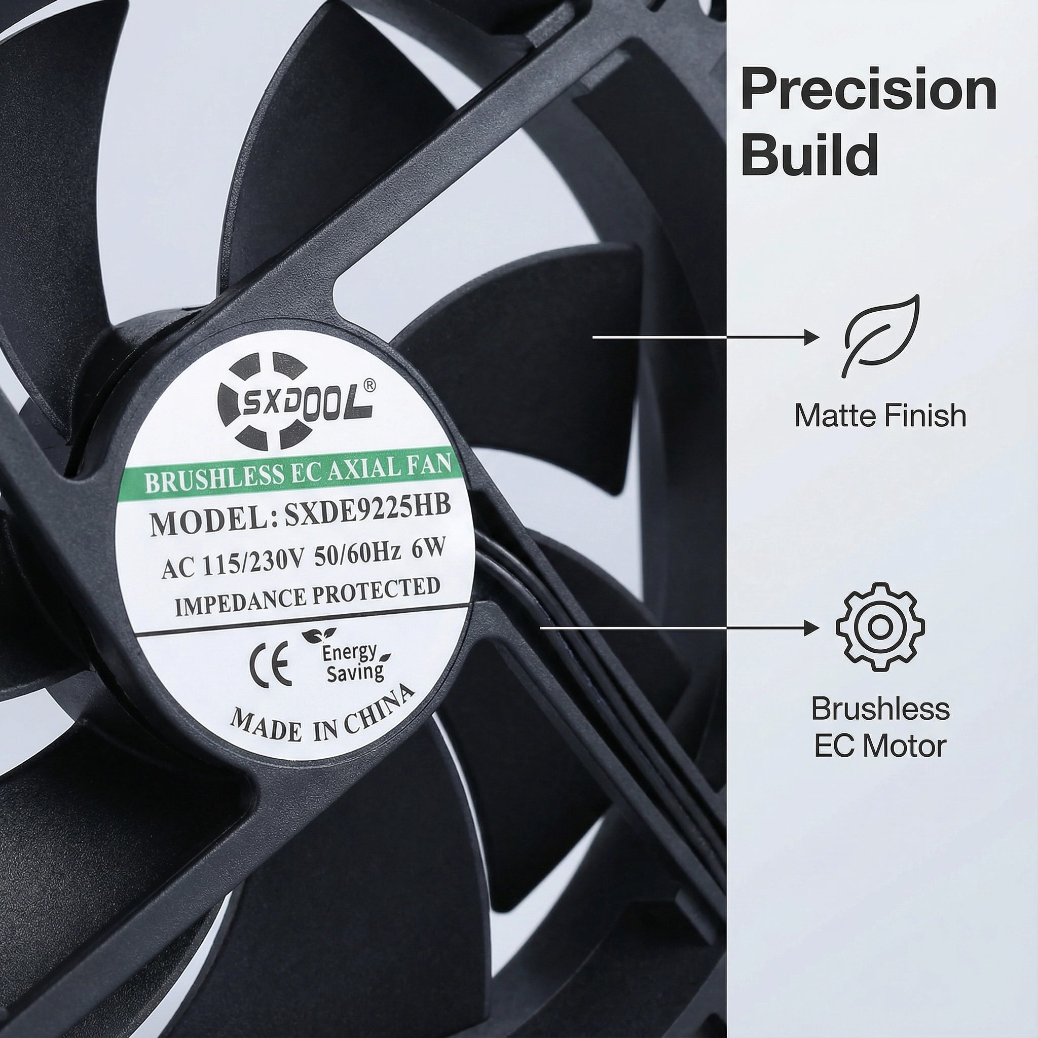 92mm EC Motor Cooling Fan - 92x92x25mm Dual Ball Bearing, AC 115V/230V, 2850 RPM, 55.2 CFM for Server Cabinet & Industrial Cooling | Source Factory