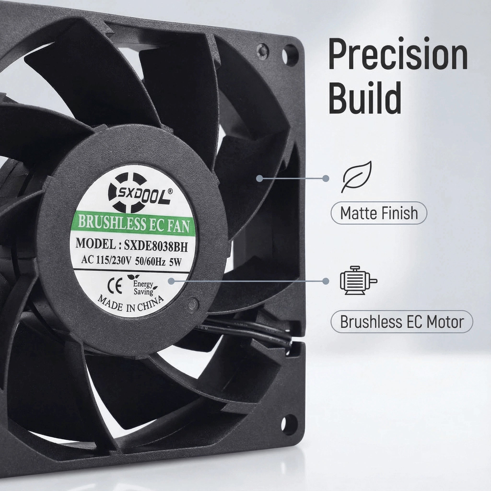 SXDOOL 8038 80 mm x 80 mm x 38 mm EC-Axiallüfter, bürstenlos, Hochgeschwindigkeits-Luftstromlüfter, AC 110 V, 115 V, 120 V, 220 V, 240 V