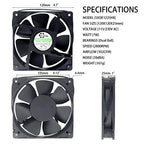 Ventilador de refrigeración EC de 120 mm - Rodamiento de bolas doble de 120 x 120 x 25 mm, CA 90-270 V, 2800 RPM, 100,2 CFM para refrigeración de gabinetes de servidores, chasis y cajas industriales | Source Factory - EC Axial Fan by SXDOOL