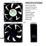 SXDOOL 70mm 115V/230V EC Axial Fan 27.6CFM Dual Ball Bearing - EC Axial Fan by SXDOOL