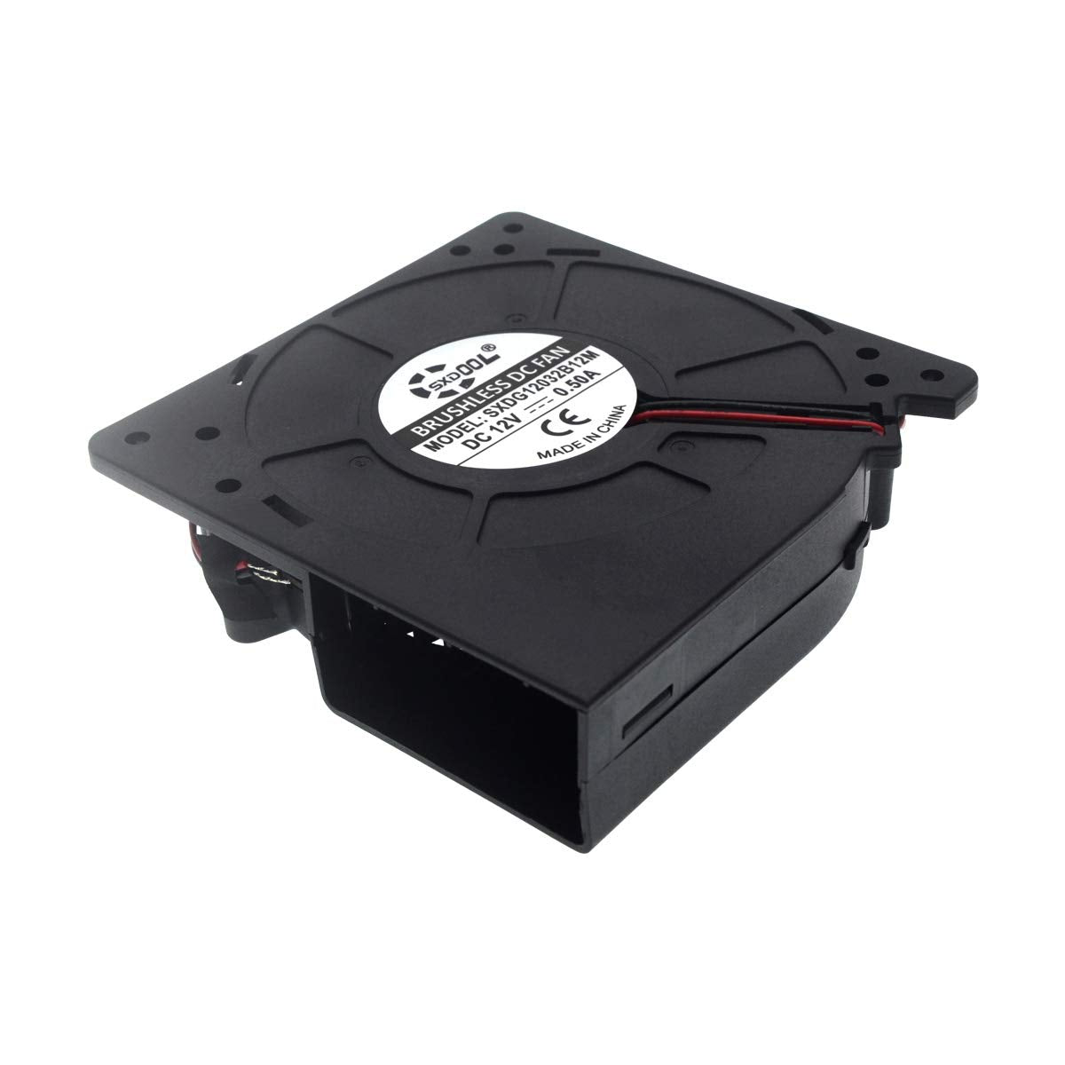 sxdool 12V DC Centrifugal Blower Fan 120x120x32mm - 30.8 CFM, 2500 RPM, Dual Ball Bearing, for Inverter, Server, and Cabinet Cooling