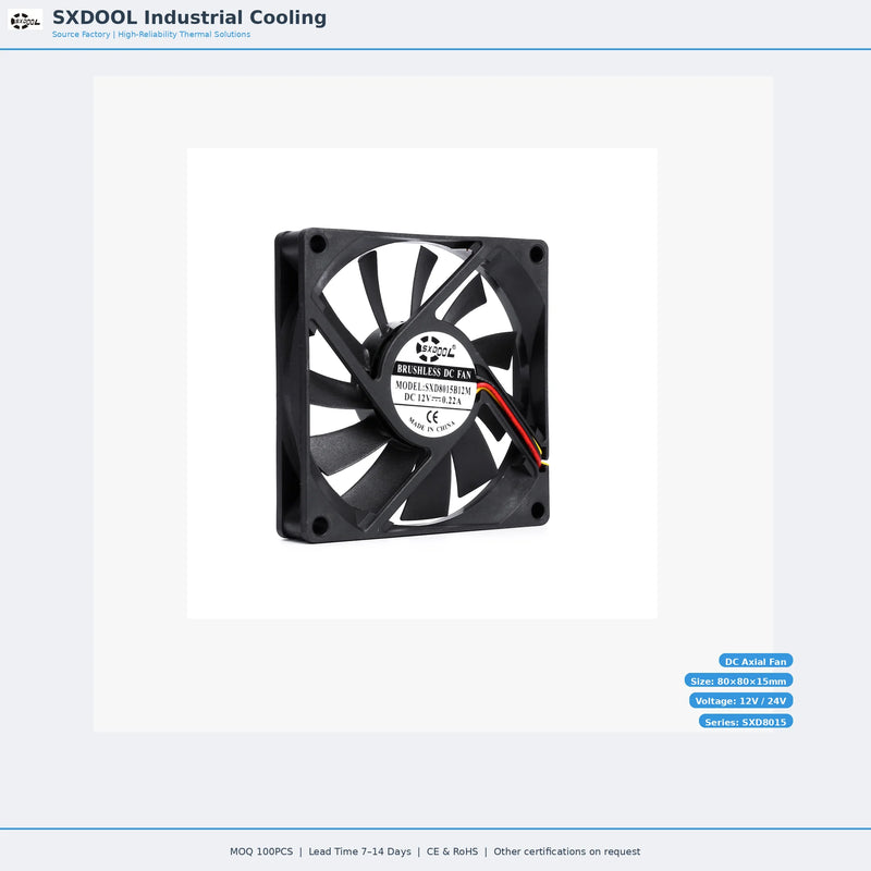 80x80x15mm 80mm 8015 DC Cooling Fan Series | 12V 24V 48V | Dual Ball Bearing - DC Axial Fan by SXDOOL