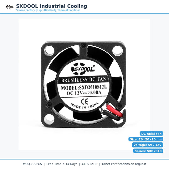 20x20x10mm 20mm 2010 DC Cooling Fan Series | 5V 12V | Dual Ball Bearing