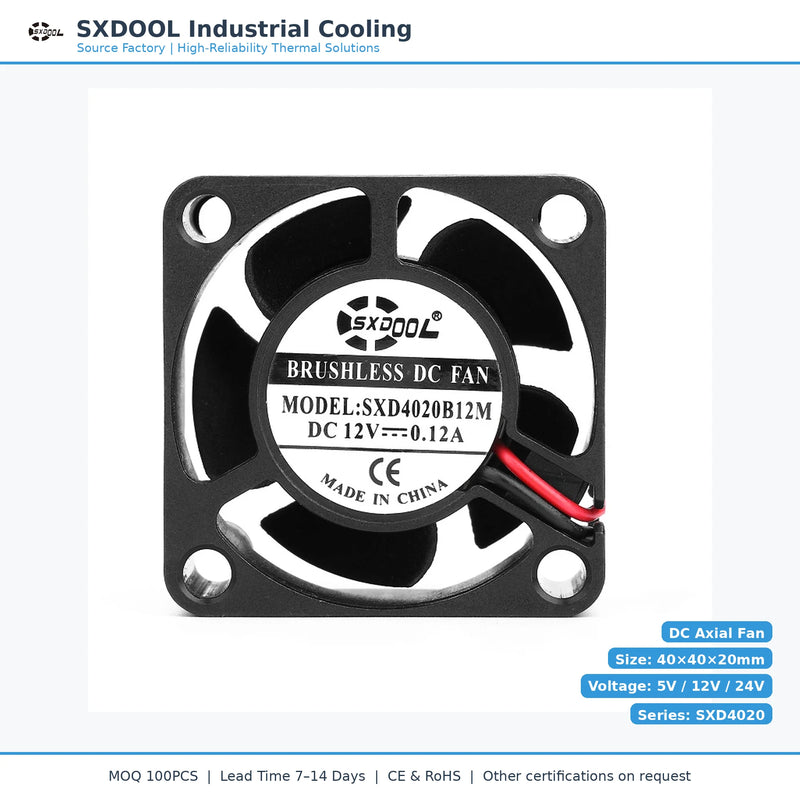 40x40x20mm 40mm 4020 DC Cooling Fan Series | 5V 12V 24V | Dual Ball Bearing - DC Axial Fan by SXDOOL