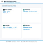 50x50x20mm 50mm 5020 DC Cooling Fan Series | 5V 12V 24V | Dual Ball Bearing