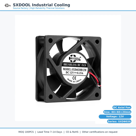 60x60x20mm 60mm 6020 DC Cooling Fan Series | 5V 12V 24V | Dual Ball Bearing