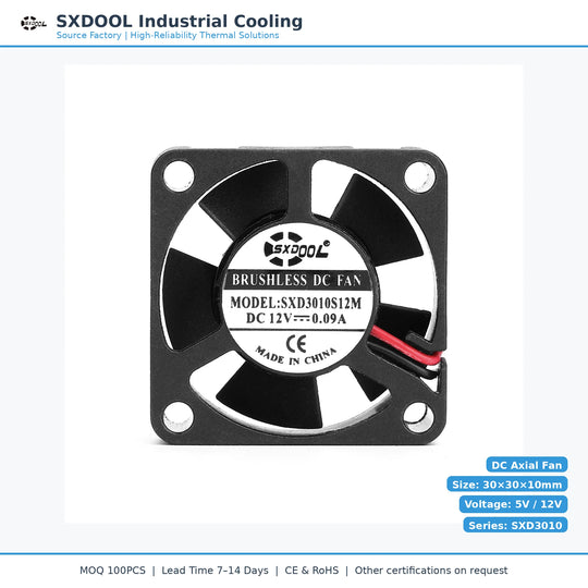30x30x10mm 30mm 3010 DC Cooling Fan Series | 5V 12V 24V | Dual Ball Bearing