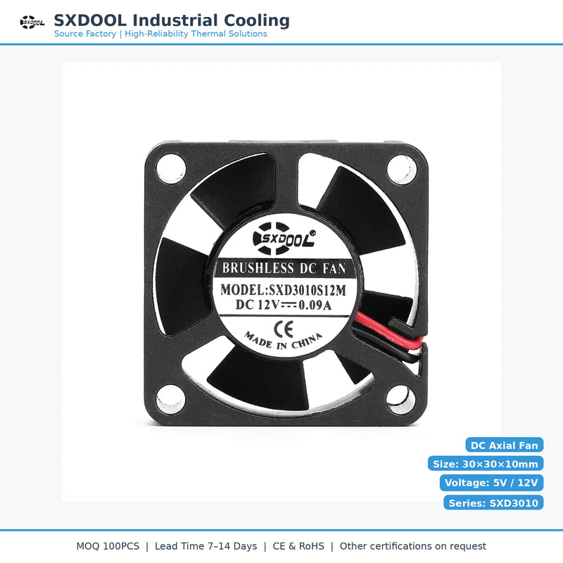 30x30x10mm 30mm 3010 DC Cooling Fan Series | 5V 12V 24V | Dual Ball Bearing - DC Axial Fan by SXDOOL