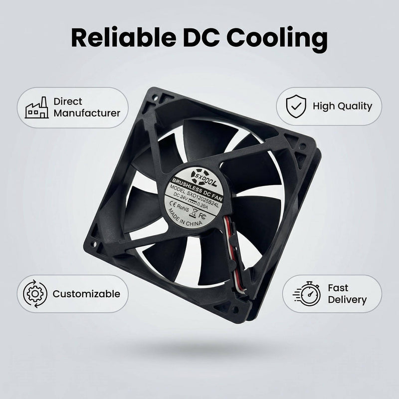 SXDOOL 12025 24V DC Axial Fan 79CFM Dual Ball Bearing - DC Axial Fan by SXDOOL