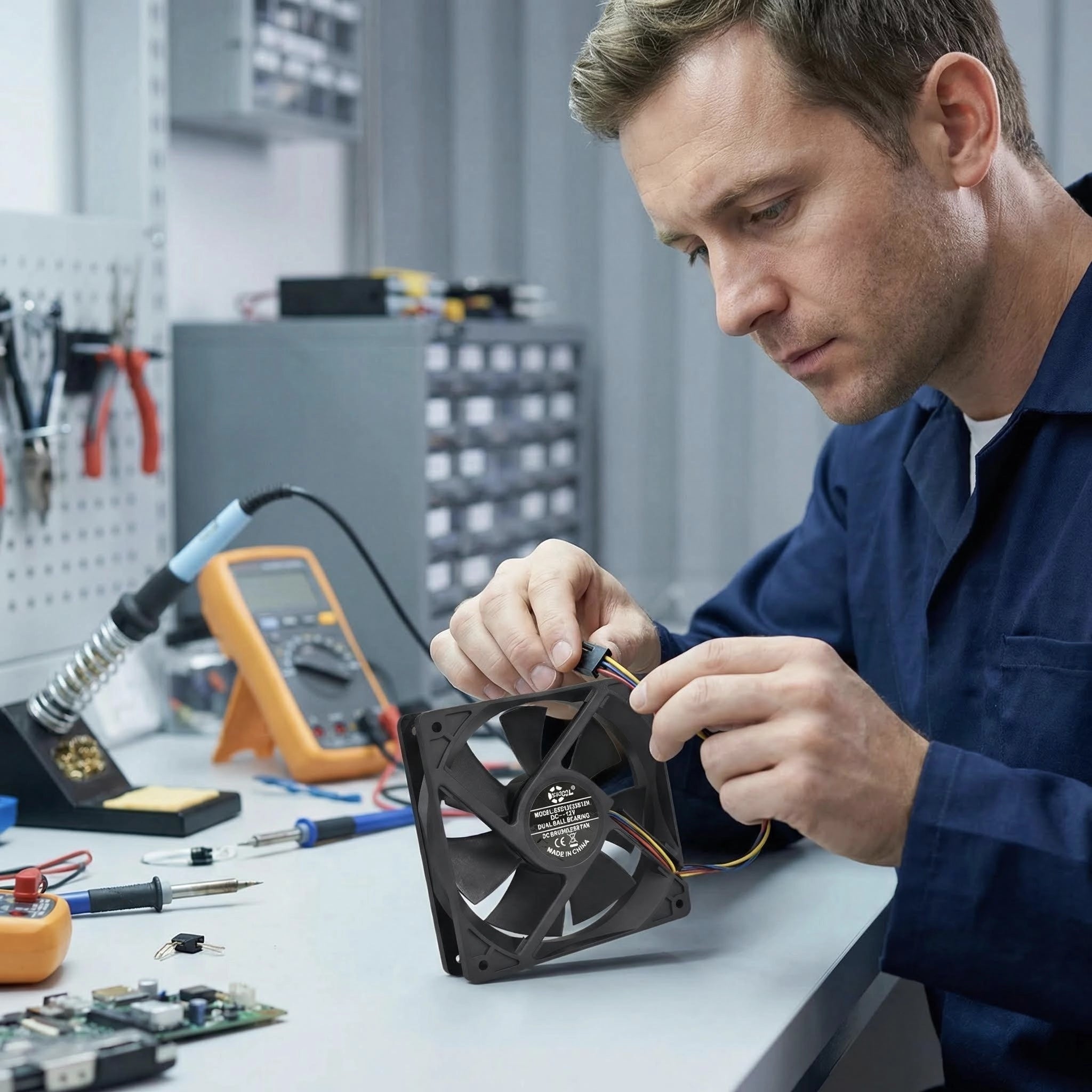 SXDOOL 120mm High Speed DC Fan, 12025 12V 0.80A 4400RPM 143.1CFM, Dual Ball Bearing 4-Pin PWM Cooling Fan for CPU Server