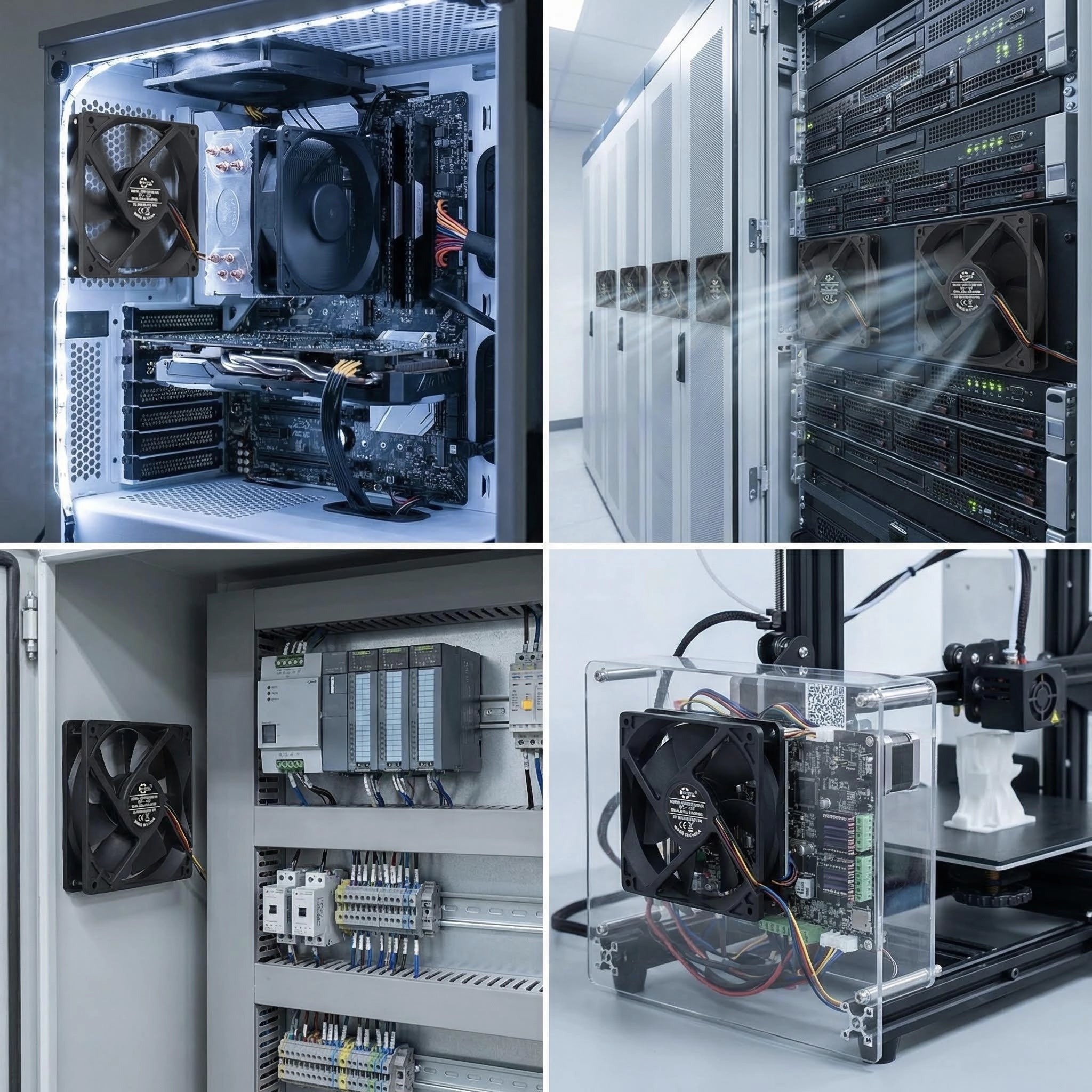 SXDOOL 120mm High Speed DC Fan, 12025 12V 0.80A 4400RPM 143.1CFM, Dual Ball Bearing 4-Pin PWM Cooling Fan for CPU Server