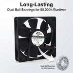 Ventilador de CC de alta velocidad SXDOOL de 120 mm, 12025, 12 V, 0,56 A, 4400 RPM, 135,5 CFM, 120 x 120 x 25 mm, con rodamiento de bolas doble. - DC Axial Fan by SXDOOL