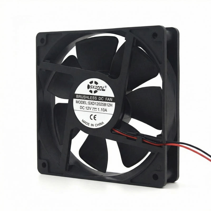 Ventilador de CC de alta velocidad SXDOOL de 120 mm, 12025, 12 V, 0,56 A, 4400 RPM, 135,5 CFM, 120 x 120 x 25 mm, con rodamiento de bolas doble. - DC Axial Fan by SXDOOL