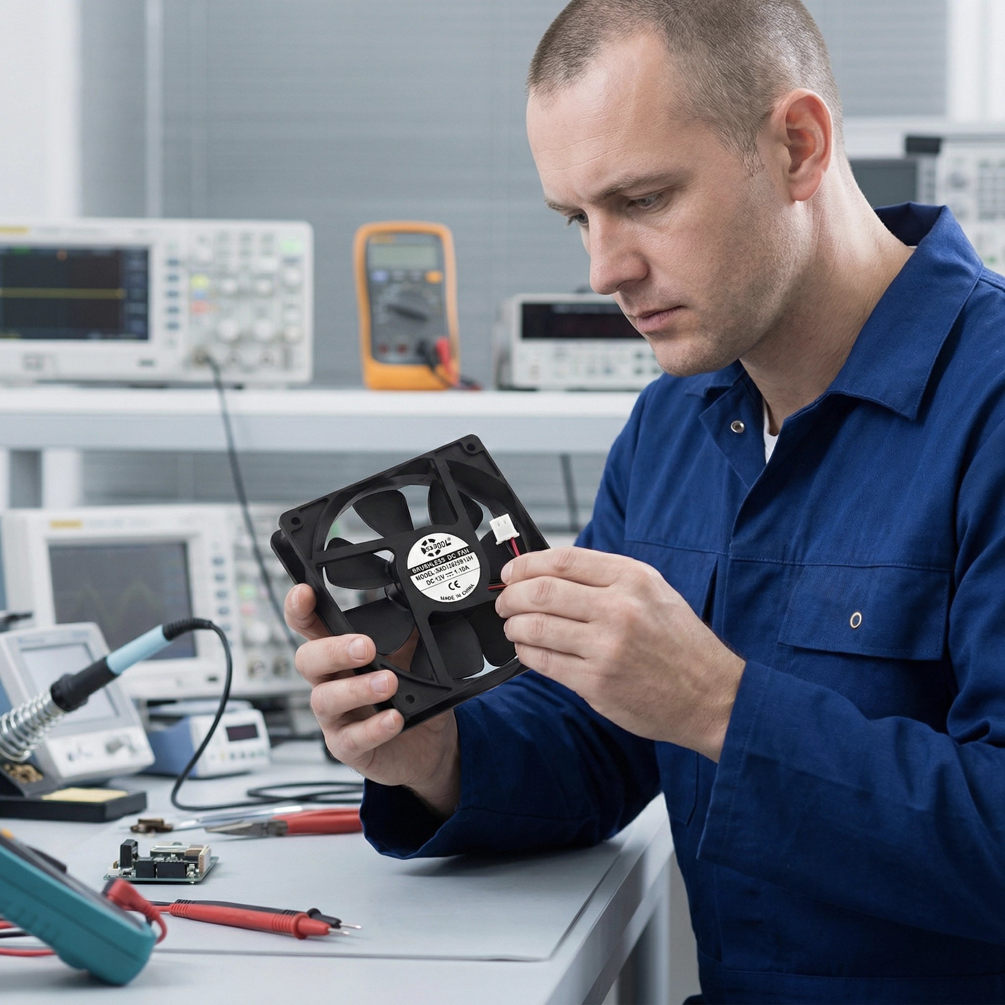 SXDOOL 120mm High Speed DC Fan, 12025 12V 0.56A 4400RPM 135.5CFM, 120X120X25mm Dual Ball Bearing Industrial Cooling Fan