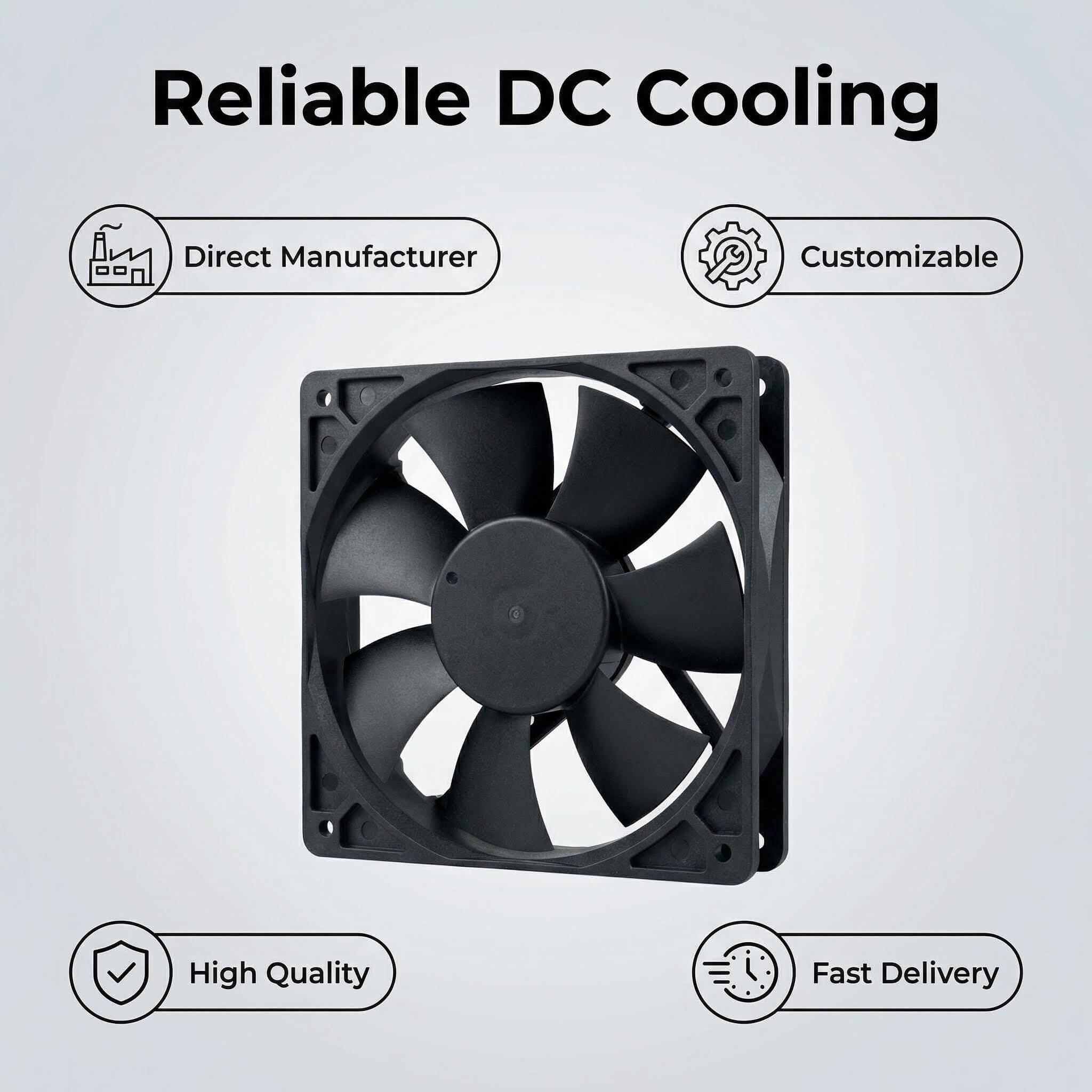 SXDOOL 120mm 12V DC Fan, 12025 0.50A 3500RPM 80.5CFM High Airflow, Dual Ball Bearing 4-Pin PWM Intelligent Speed Control PC & Server Cooling Fan