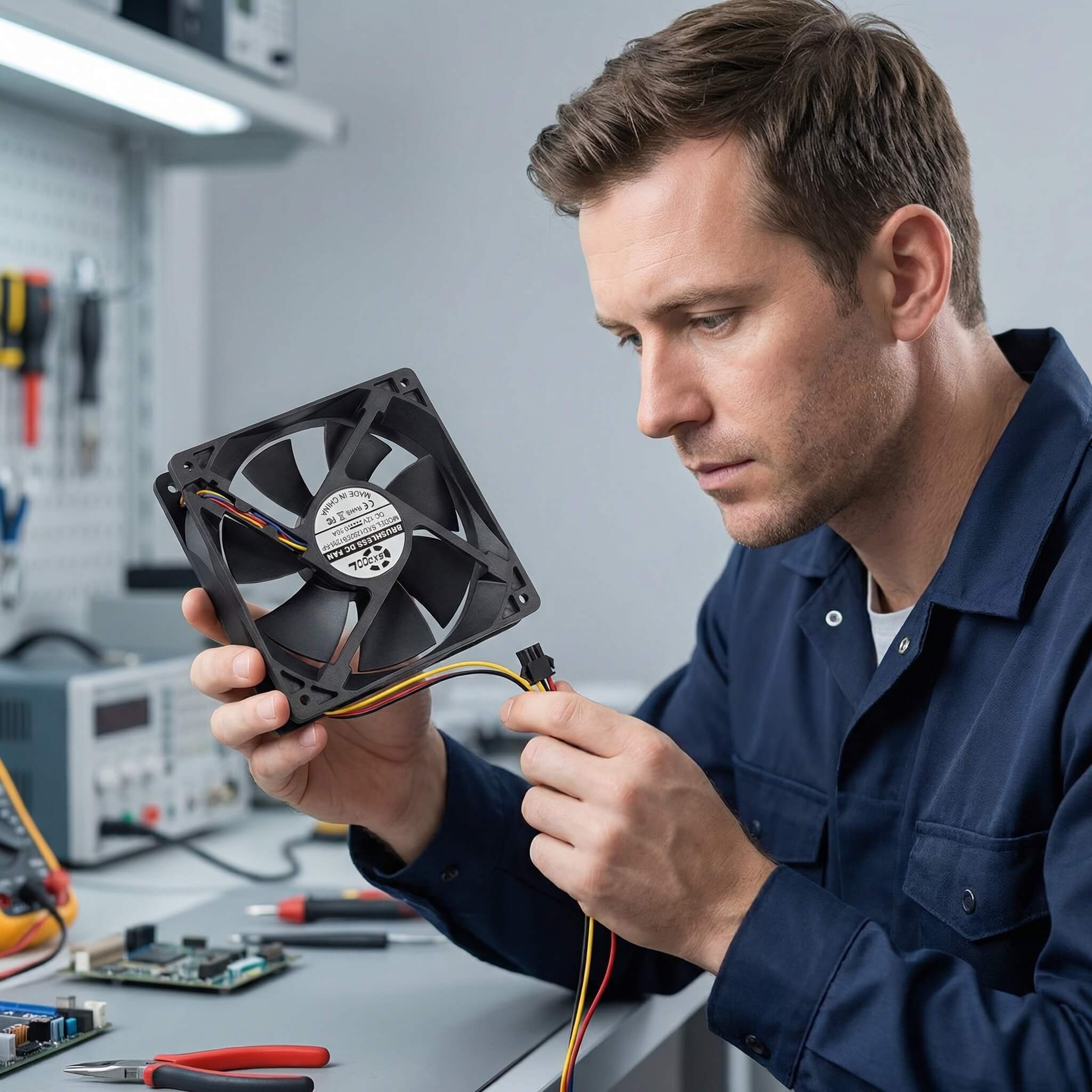 SXDOOL 120mm 12V DC Fan, 12025 0.50A 3500RPM 80.5CFM High Airflow, Dual Ball Bearing 4-Pin PWM Intelligent Speed Control PC & Server Cooling Fan