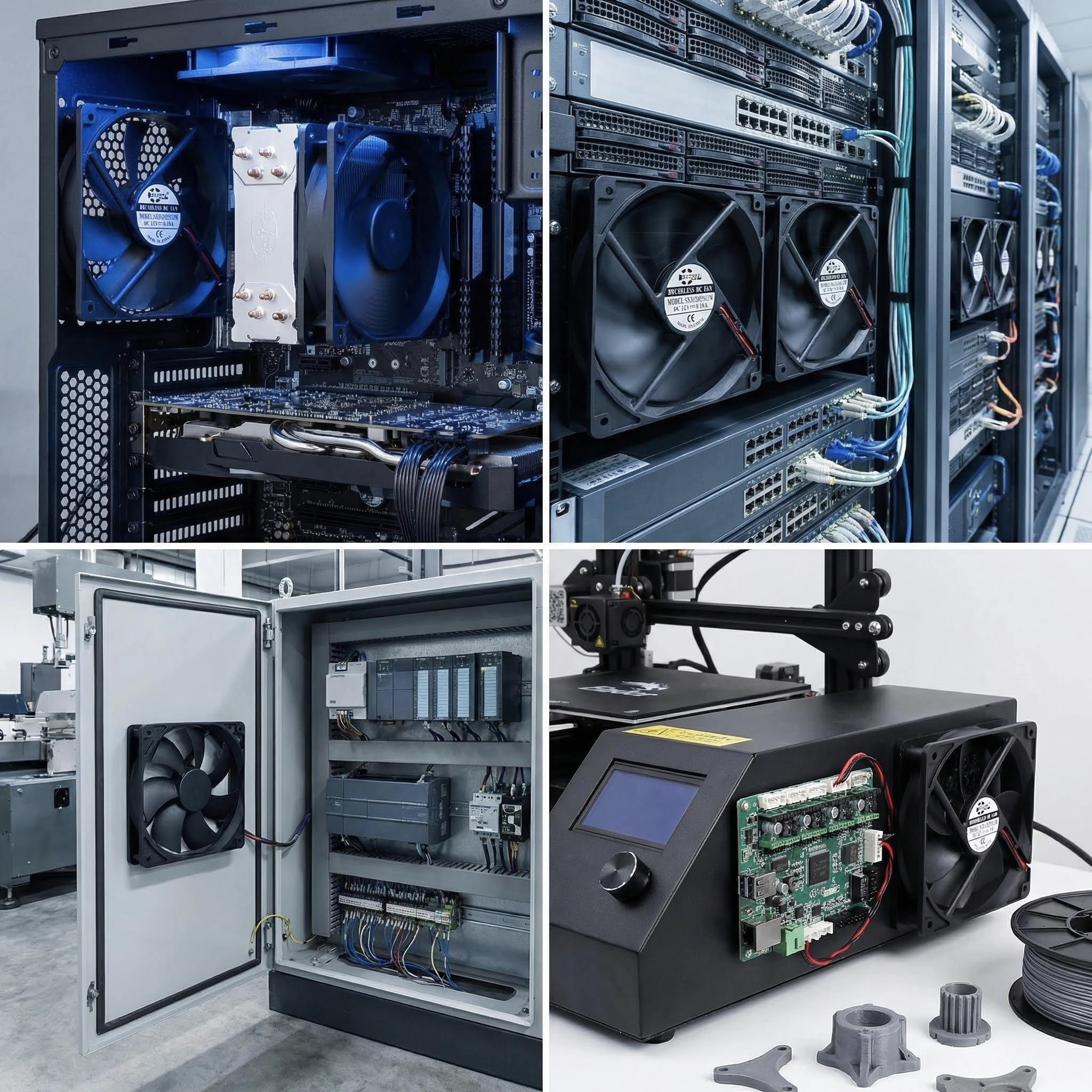 SXDOOL 120mm DC Cooling Fan, 12025 12V 0.18A 2200RPM 79CFM, Dual Ball Bearing Ultra-Quiet Fan for PC & Industrial Chassis