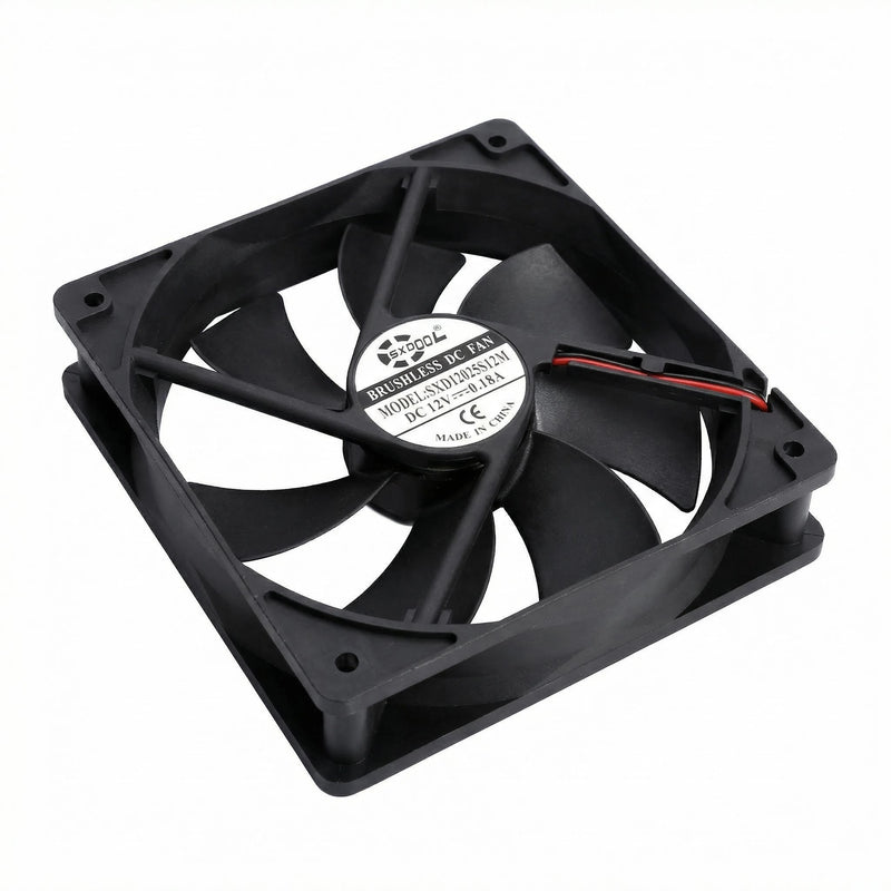Ventilador de CC SXDOOL de 120 mm, 12025, 12 V, 0,18 A, 2200 RPM, 79 CFM, ultrasilencioso con doble rodamiento de bolas para PC y chasis industriales.  - DC Axial Fan by SXDOOL