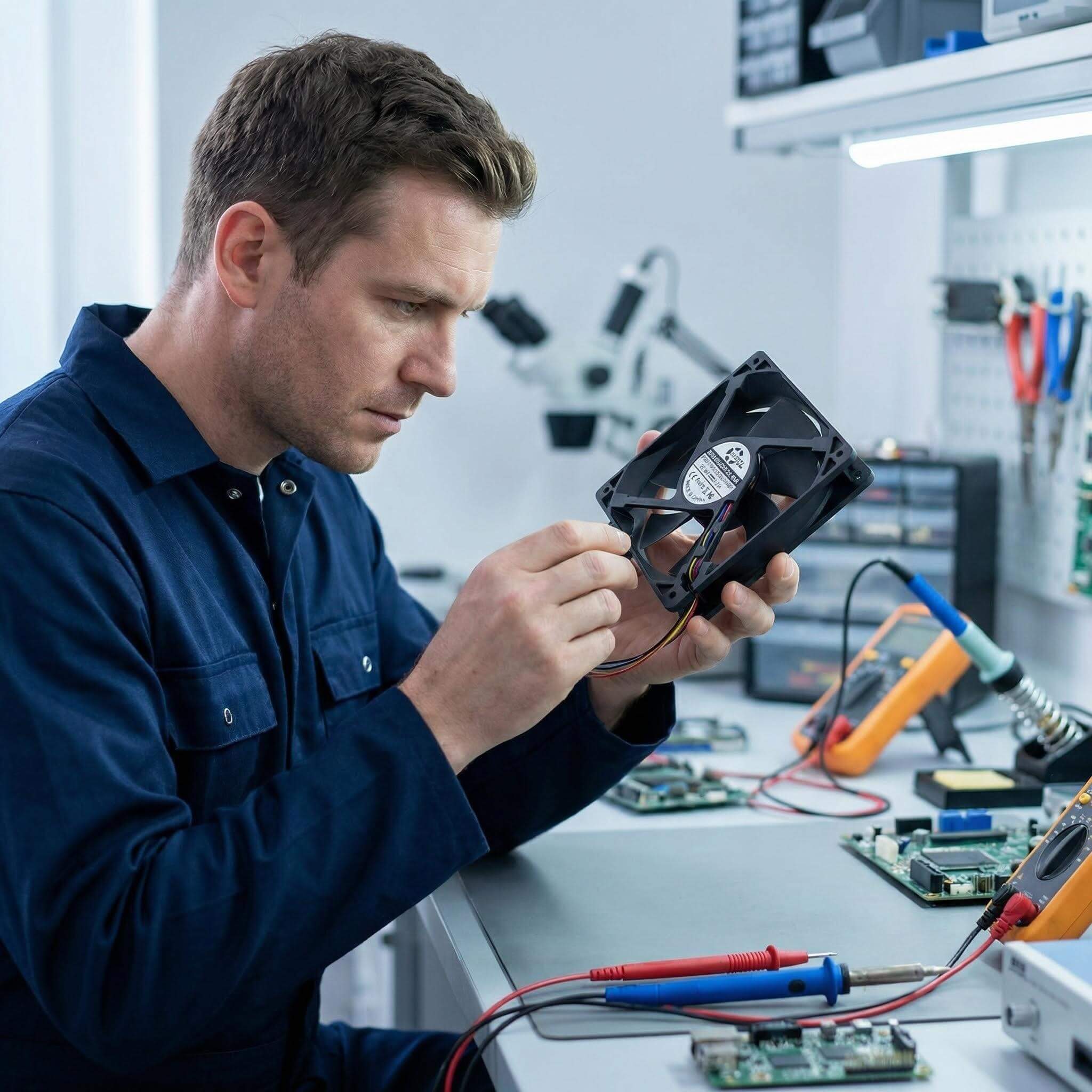 SXDOOL 120mm 24V DC Fan, 12025 0.22A 2500RPM 94CFM High Airflow, Dual Ball Bearing with Copper Axis Sleeve & PWM Intelligent Speed Control Industrial Fan