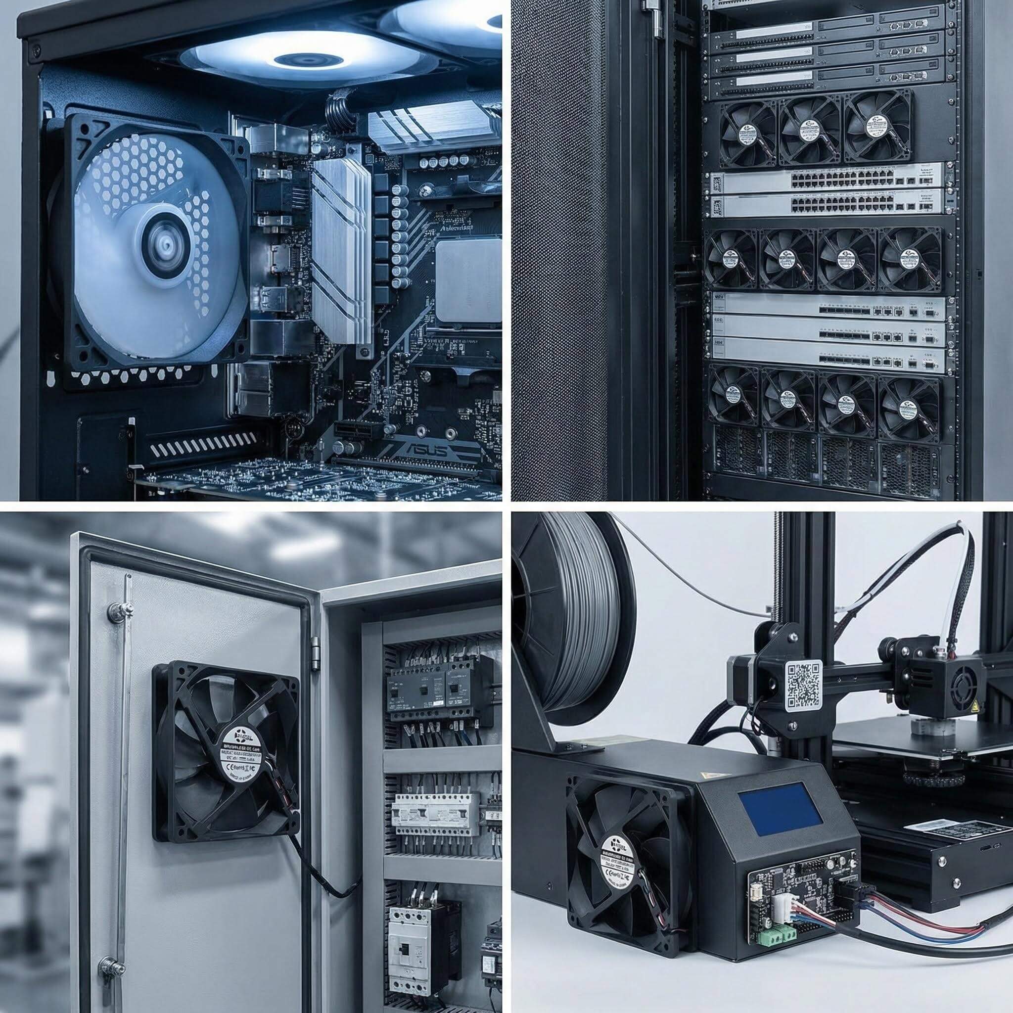 SXDOOL 120mm 24V DC Fan, 12025 0.40A 3800RPM 135.5CFM High Airflow, Dual Ball Bearing PWM Intelligent Speed Control & FG Signal Industrial Fan