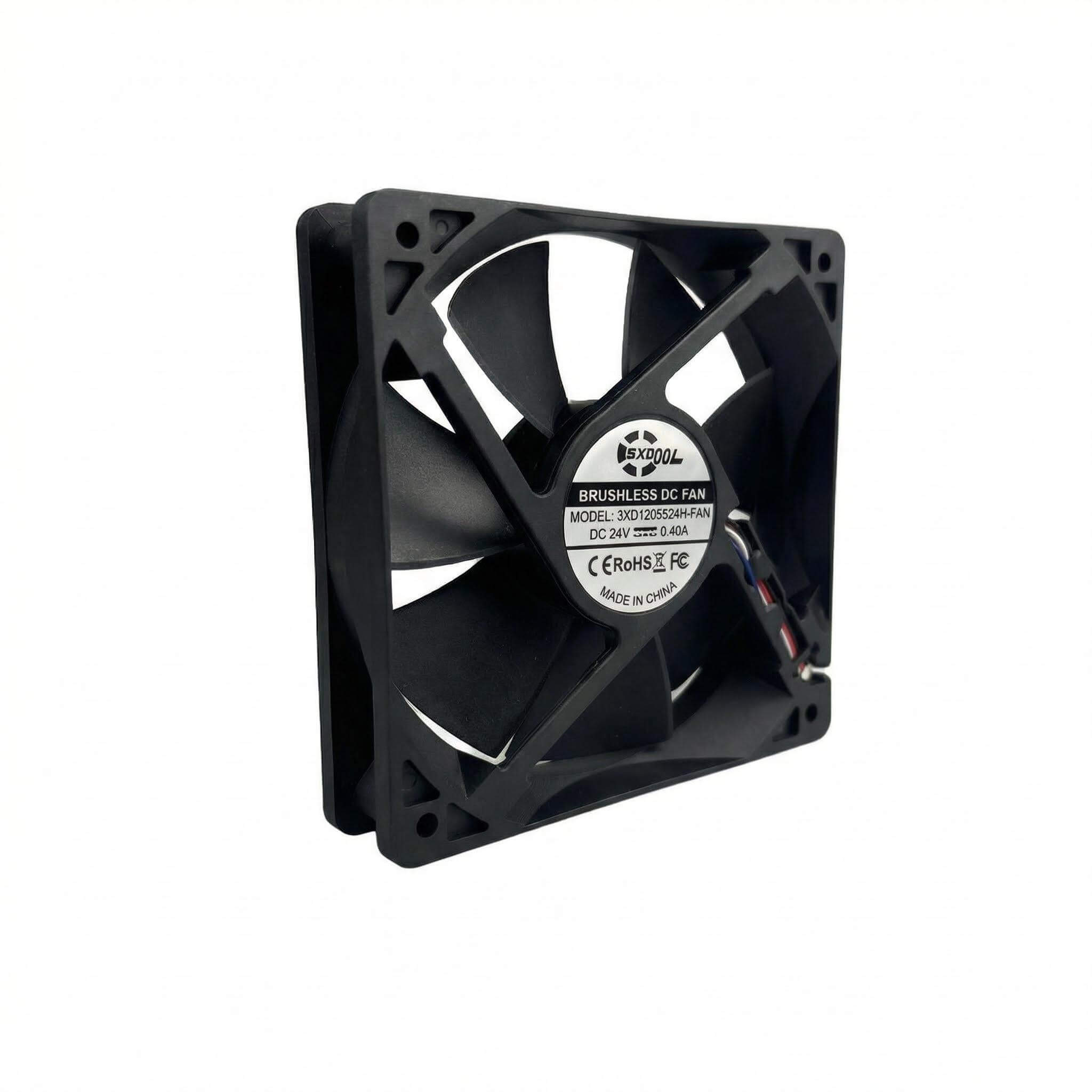 SXDOOL 120mm 24V DC Fan, 12025 0.40A 3800RPM 135.5CFM High Airflow, Dual Ball Bearing PWM Intelligent Speed Control & FG Signal Industrial Fan