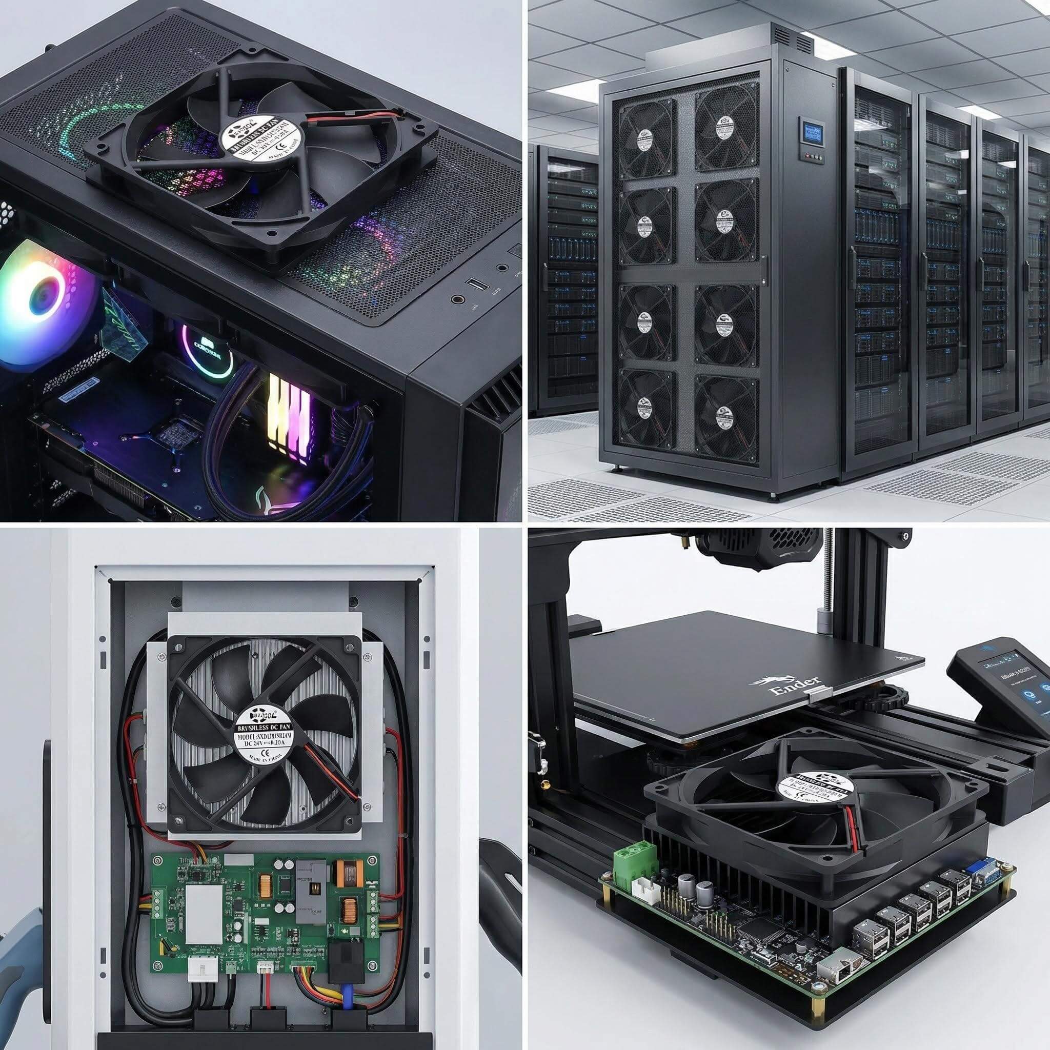 SXDOOL 120mm 24V DC Fan, 120x120x25mm 0.20A 2200RPM 79CFM, Dual Ball Bearing DC Brushless Cooling Fan for Industrial Equipment & PC Chassis