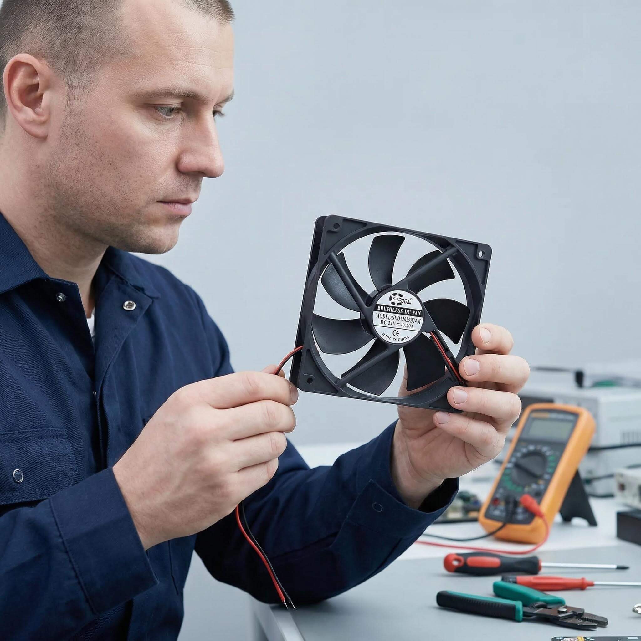 SXDOOL 120mm 24V DC Fan, 120x120x25mm 0.20A 2200RPM 79CFM, Dual Ball Bearing DC Brushless Cooling Fan for Industrial Equipment & PC Chassis