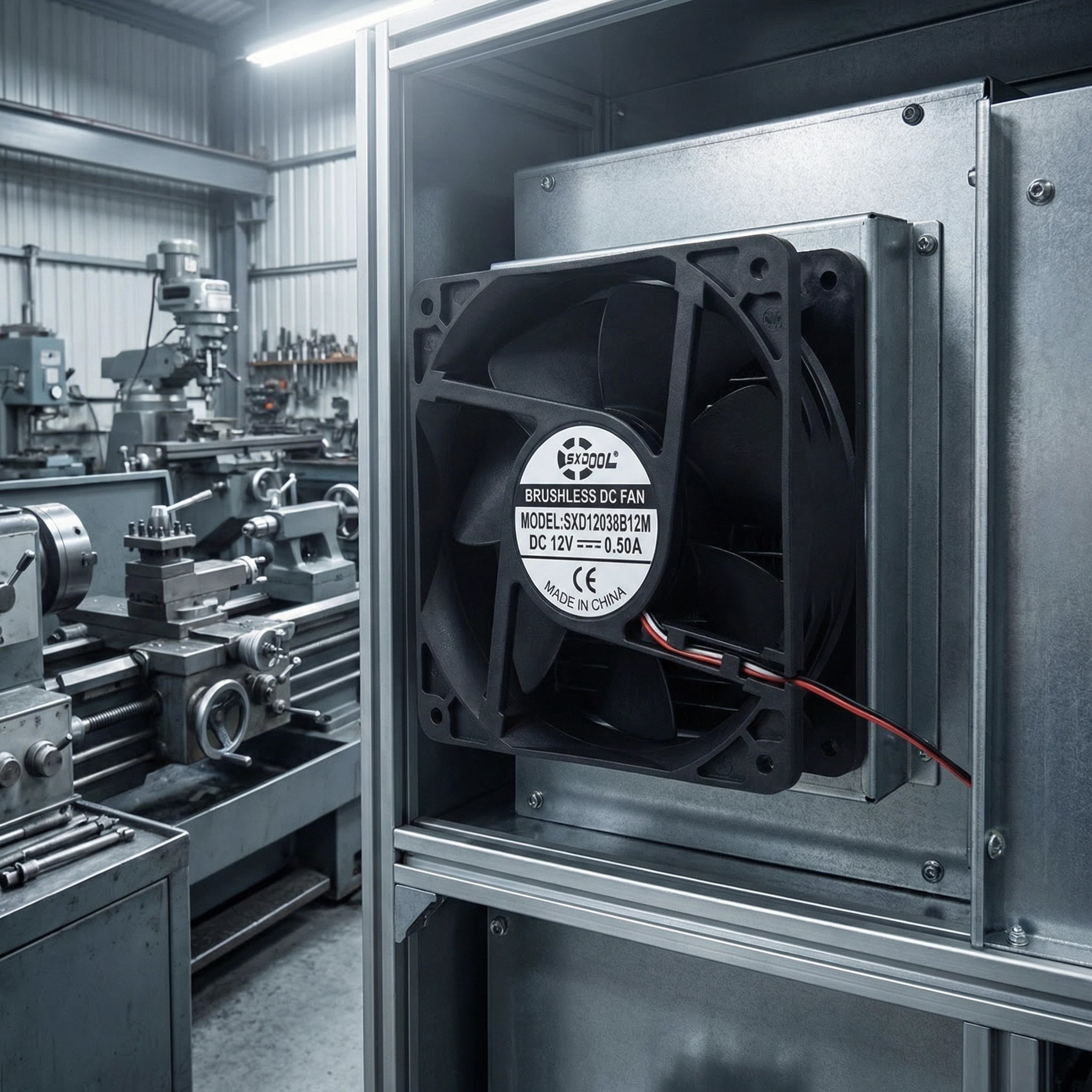 SXDOOL 120×120×38mm DC 12V High Airflow Cooling Fan — 3000RPM, 118CFM, Dual Ball Bearing, 3-Pin