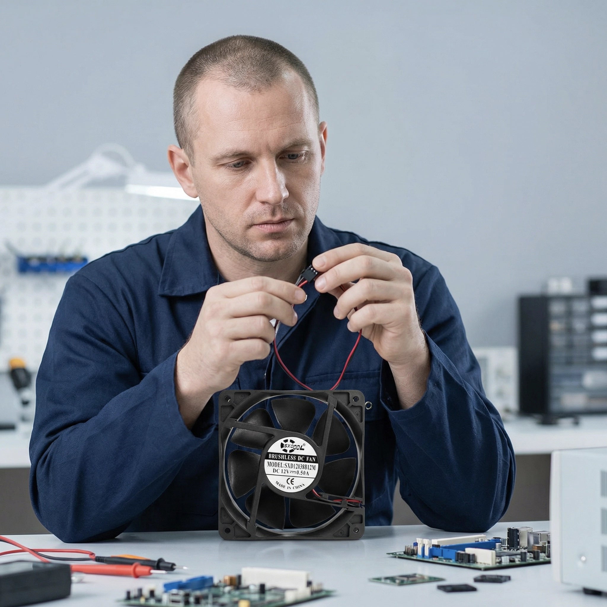 SXDOOL 120×120×38mm DC 12V High Airflow Cooling Fan — 3000RPM, 118CFM, Dual Ball Bearing, 3-Pin